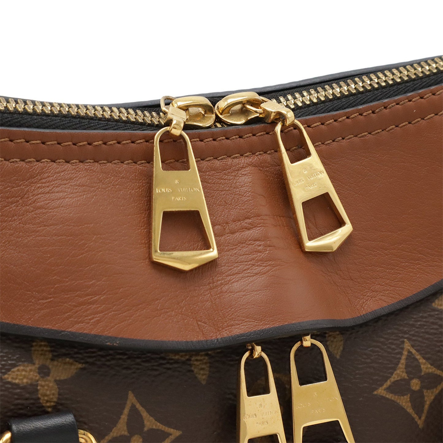 Louis Vuitton Monogram Tuileries Tote Handbag/Shoulder Bag Leather Caramel Black Red M41456