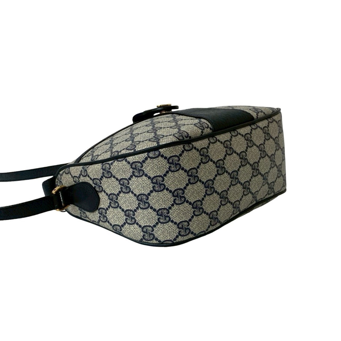 Gucci Old Gucci Sherry Line Gg Logo Hardware Leather Shoulder Bag Pochette Navy Blue 35467