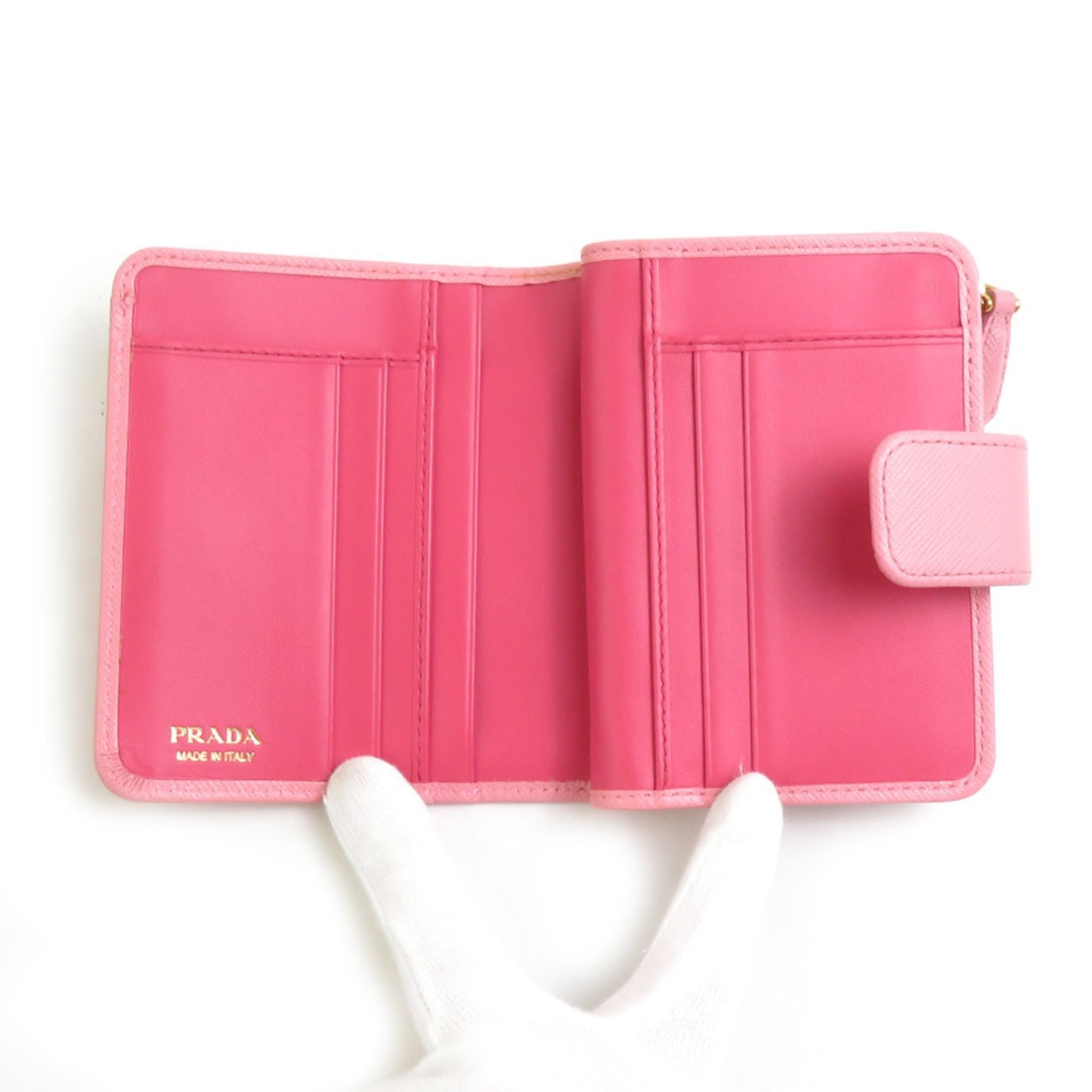 Prada Bi-Fold Wallet Leather Pink