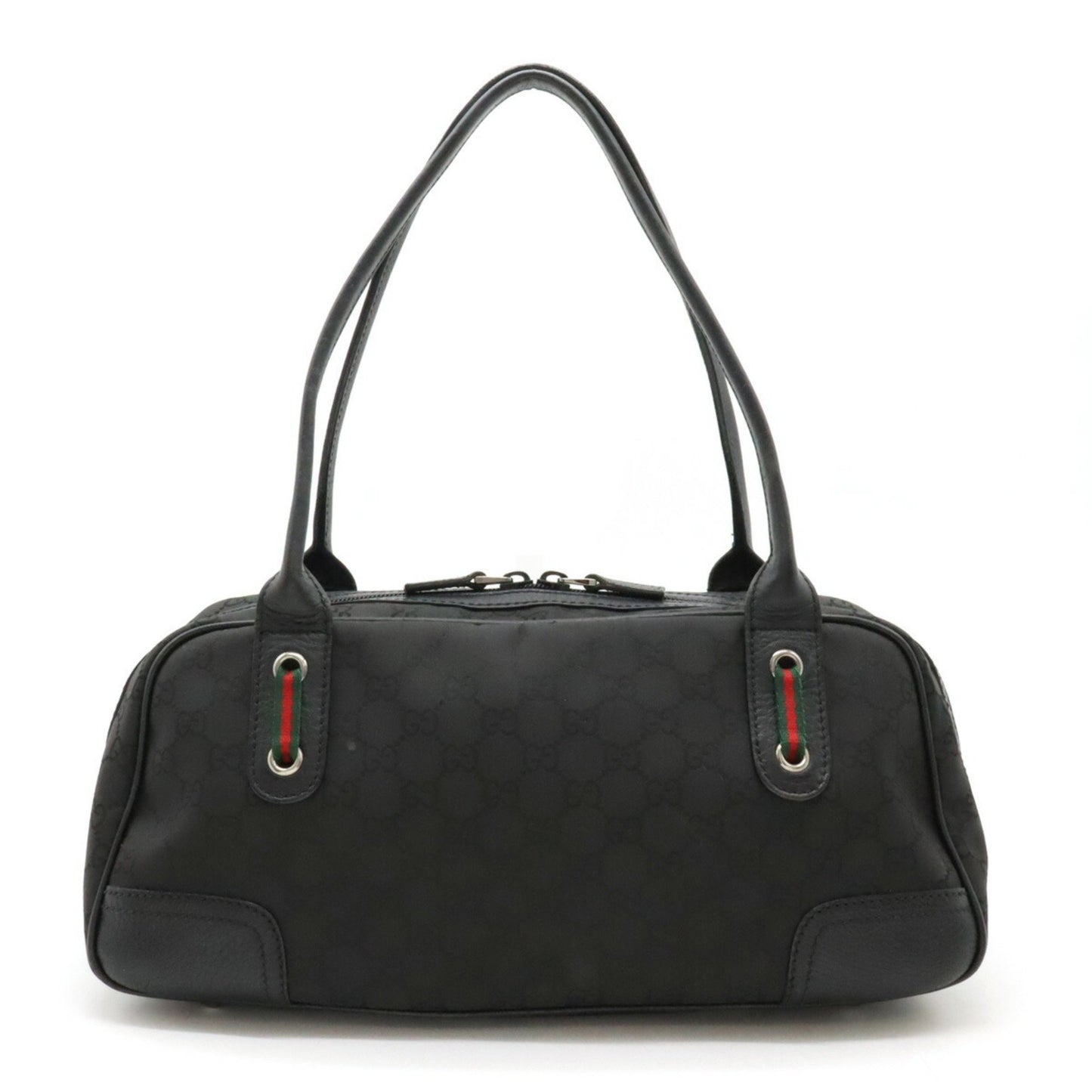 Gucci Gucci Gg Nylon Sherry Line Shoulder Bag Leather Black 293594