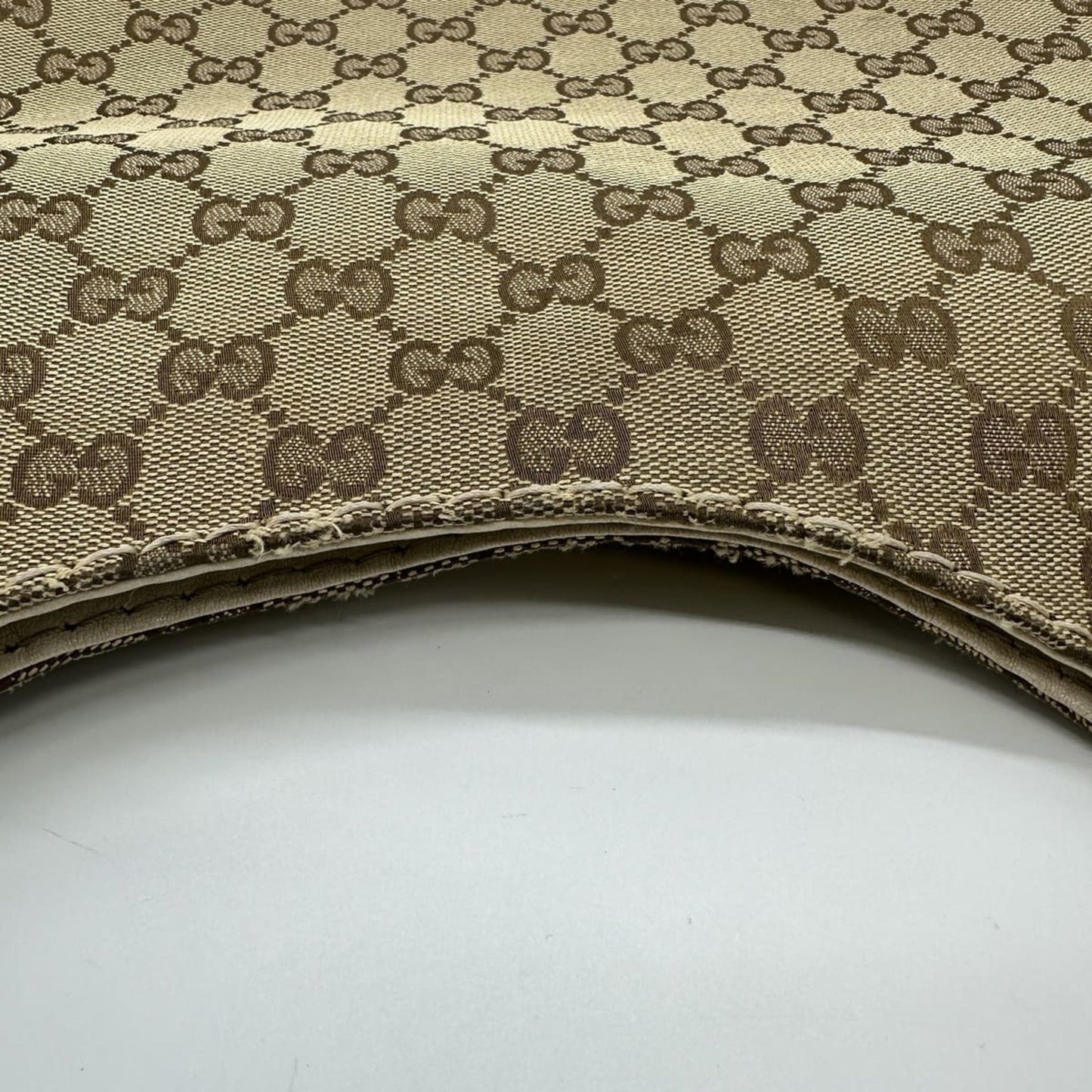 Gucci 203503 Shoulder Bag Gg Canvas Leather Beige