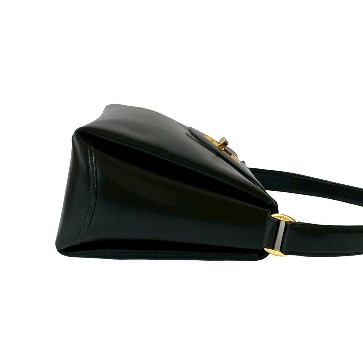 Gucci Old Gucci G Logo Turnlock Hardware Calfskin Leather Handbag In Black 804-4