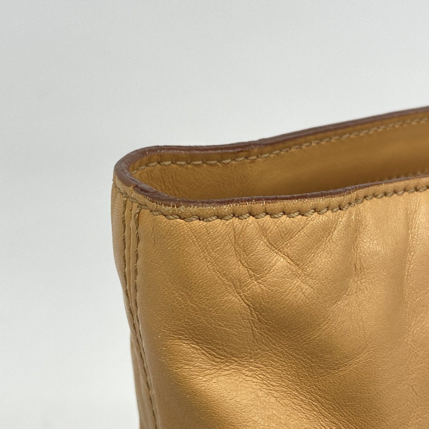 Celine Handbag Leather Orange Beige
