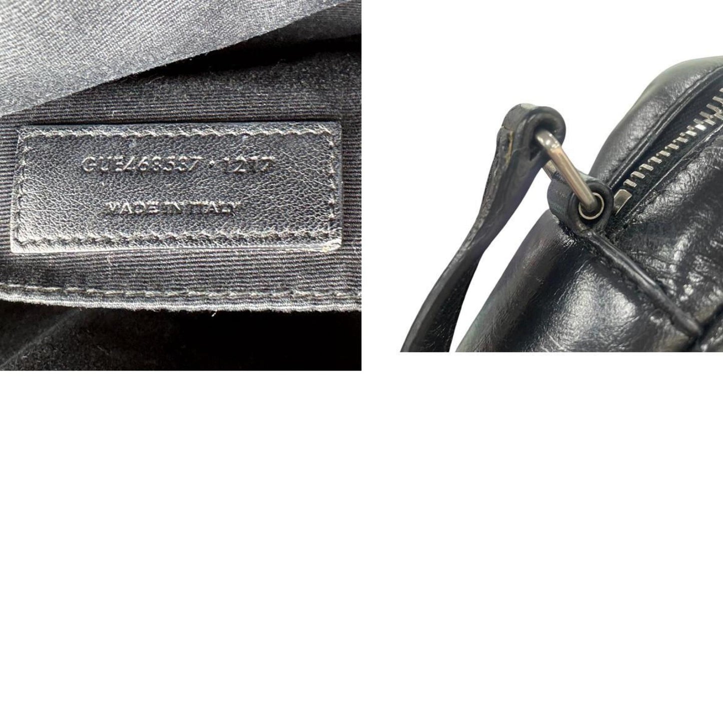Saint Laurent Shoulder Bag Leather Black Silver