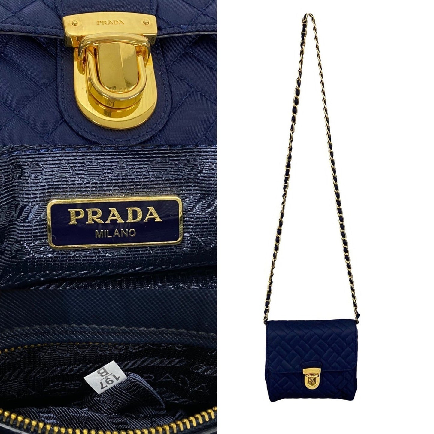 Prada Prada Logo Hardware Quilted Nylon And Saffiano Leather Chain Shoulder Bag