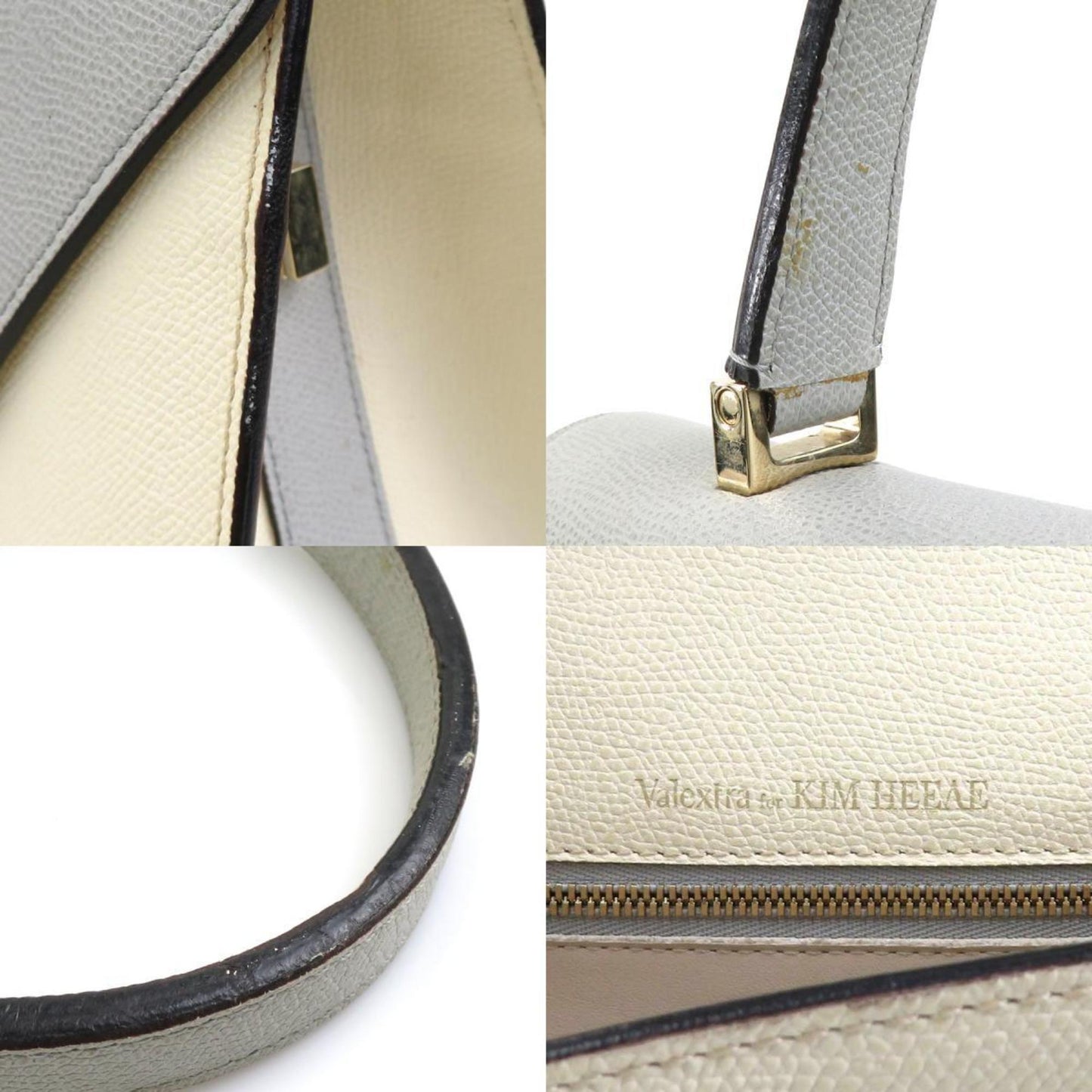 Valextra Handbag Shoulder Bag Large Iside Leather Ivory X Light Gray