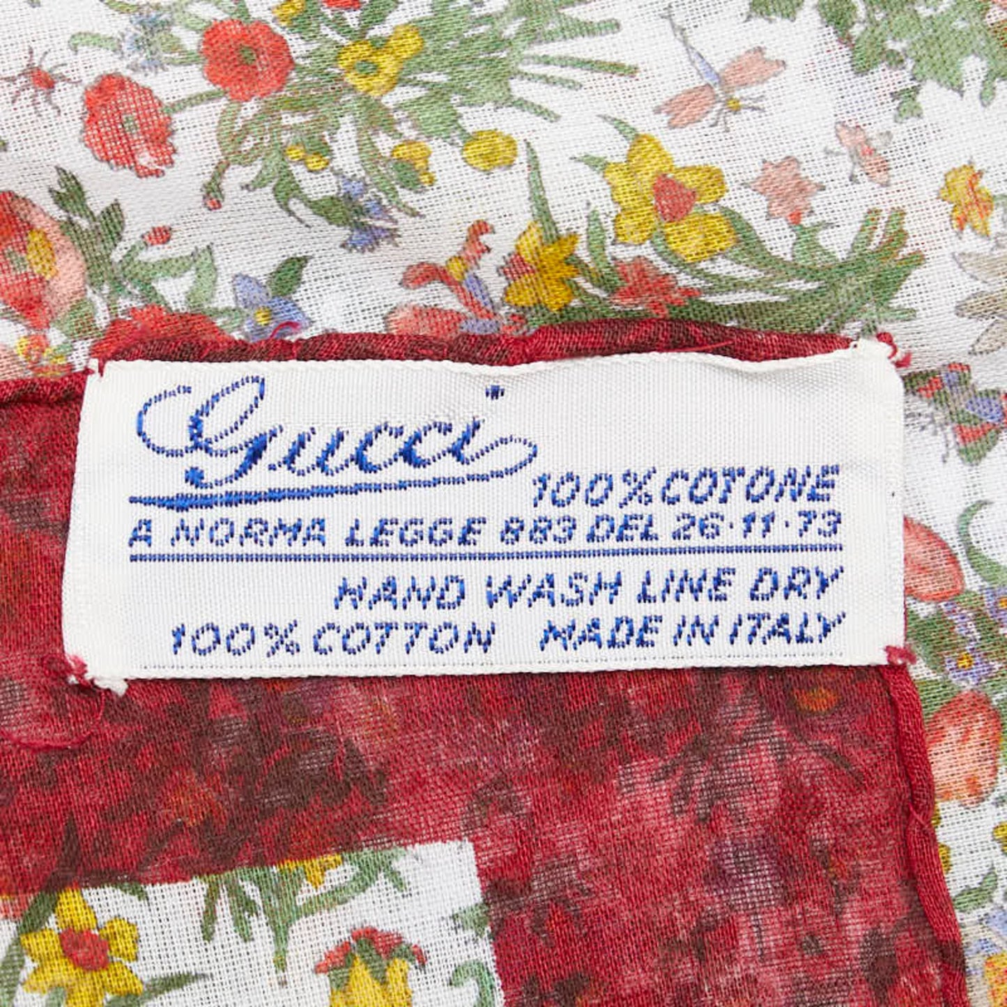 Gucci Floral Botanical Print Scarf/Muffler/Handkerchief In Red