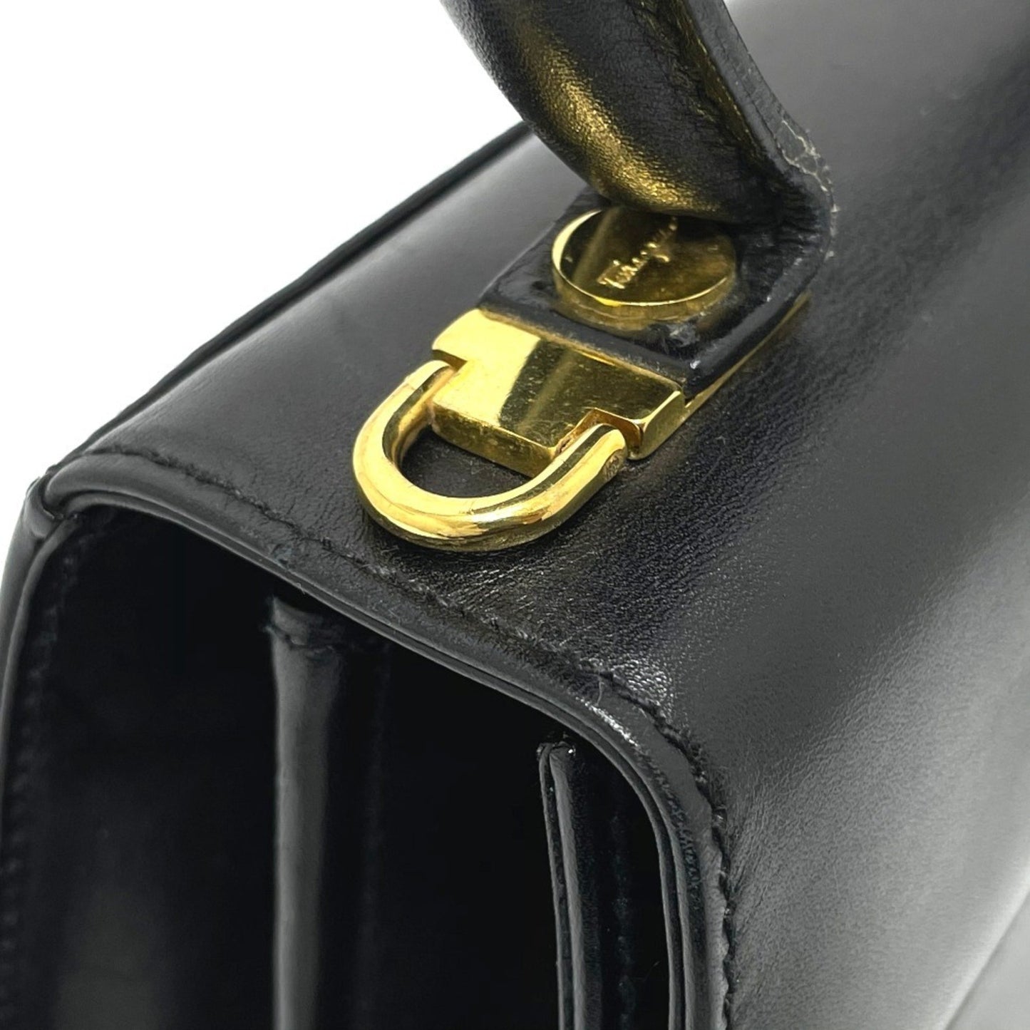 Salvatore Ferragamo Bx-212193 Gancini Bag 2Way Hand Bag Shoulder Bag Black Goldhardware