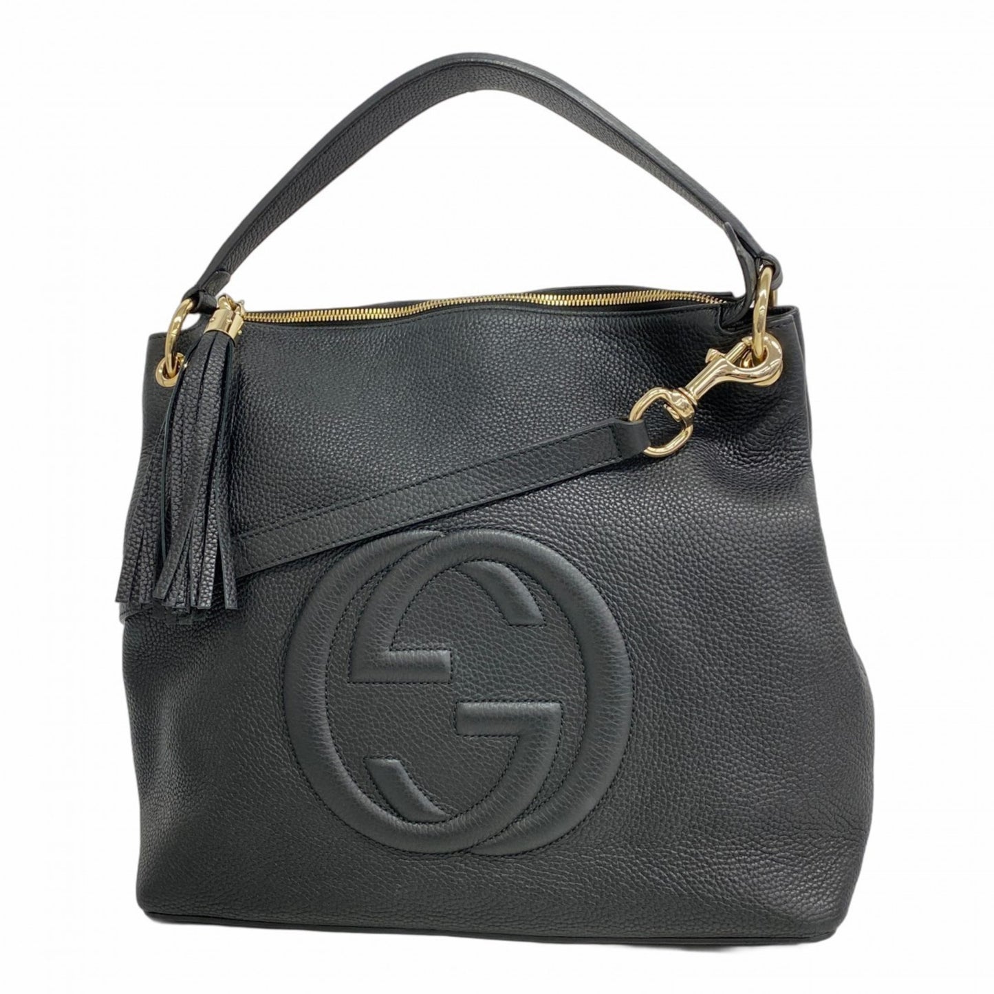 Gucci Soho Shoulder Bag 536194 Leather Black Champagne