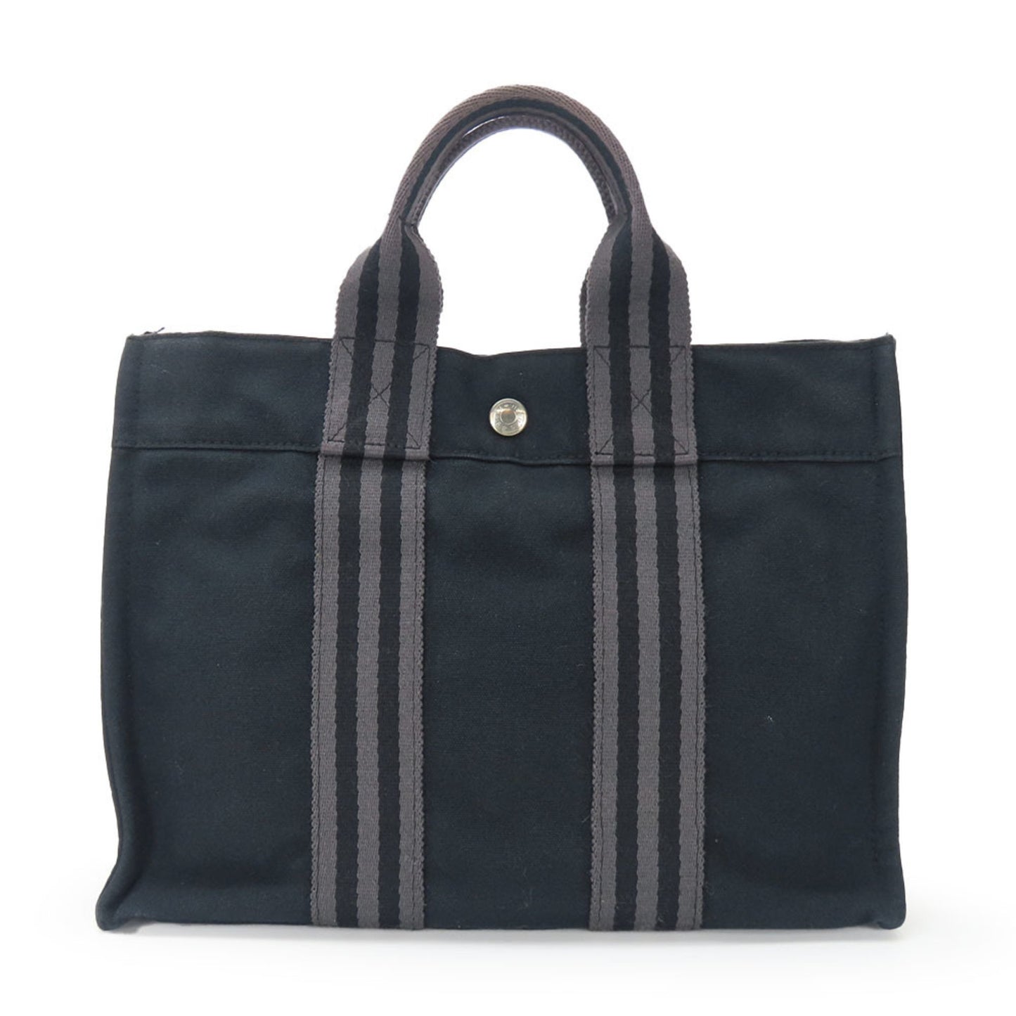 Hermes Handbag Foult Pm Canvas Black Grey