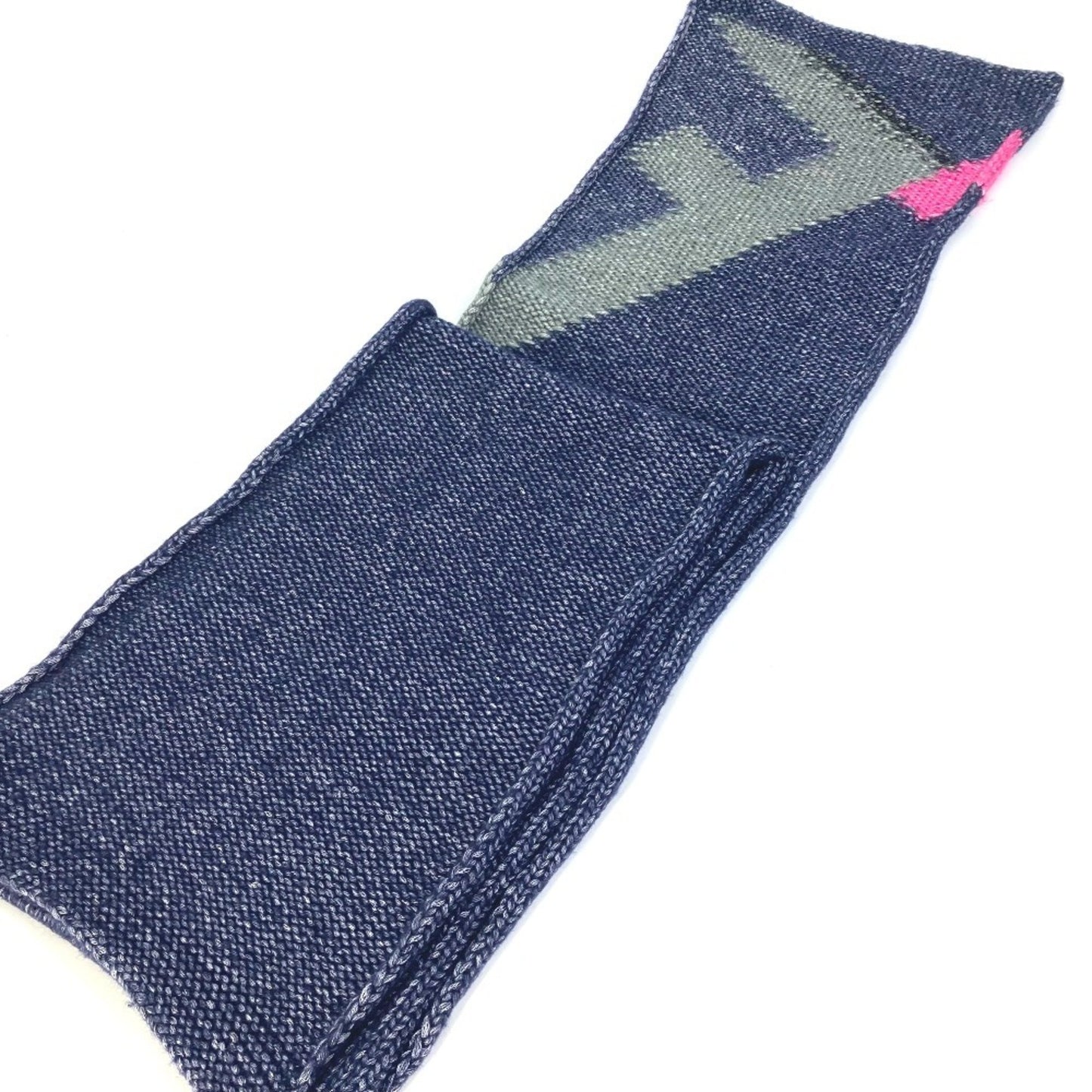 Fendi F Logo Knitted Scarf Wool Silk