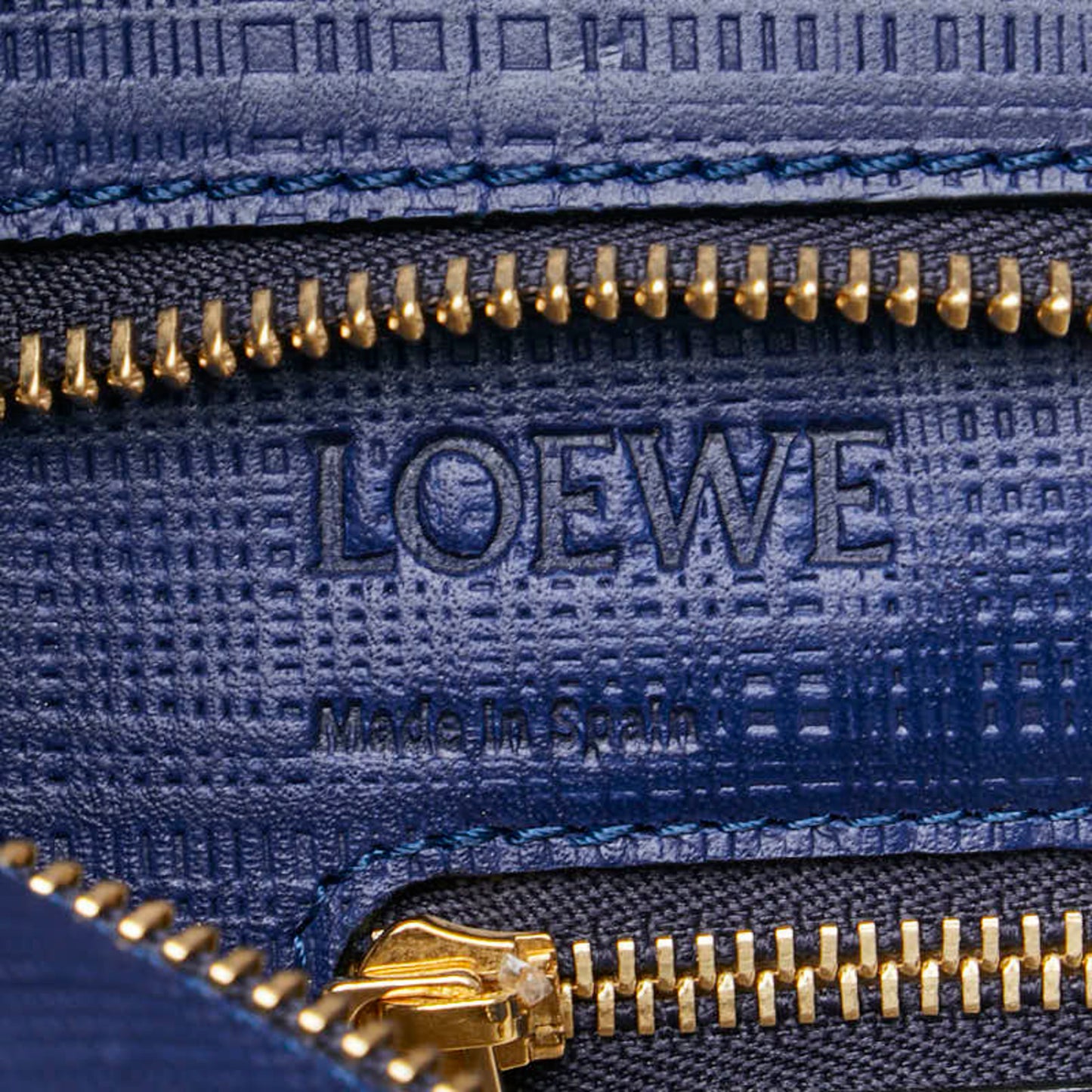 Loewe Anagram Tote Bag Shoulder Navy Leather