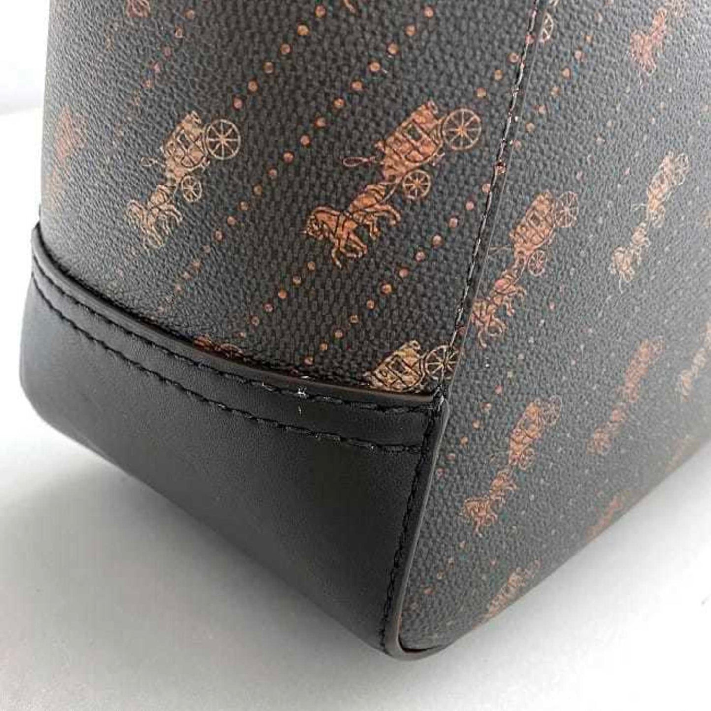 Coach Tote Bag Black Brown Red Horse