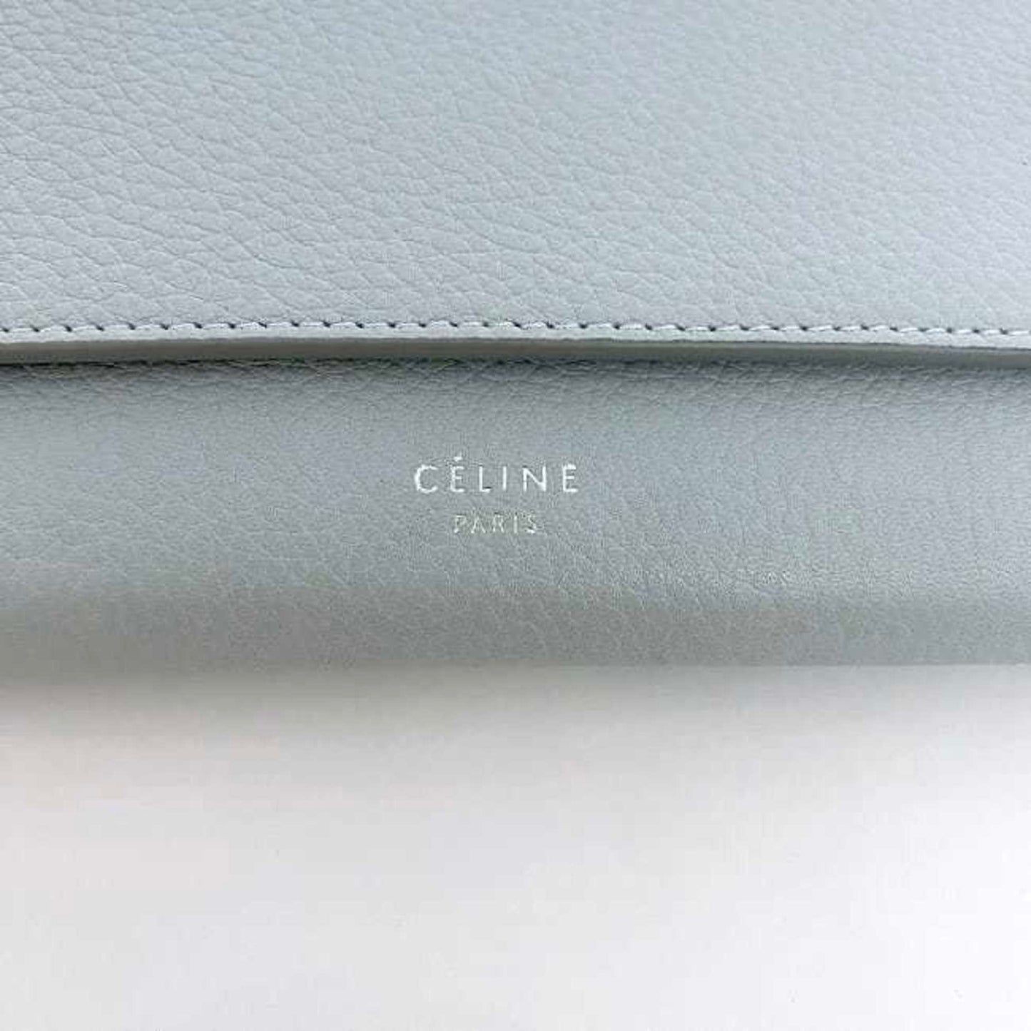 Celine Bifold Long Wallet Large Flap Multi-Function Light Blue 101673Au8 05Fr Leather Grain