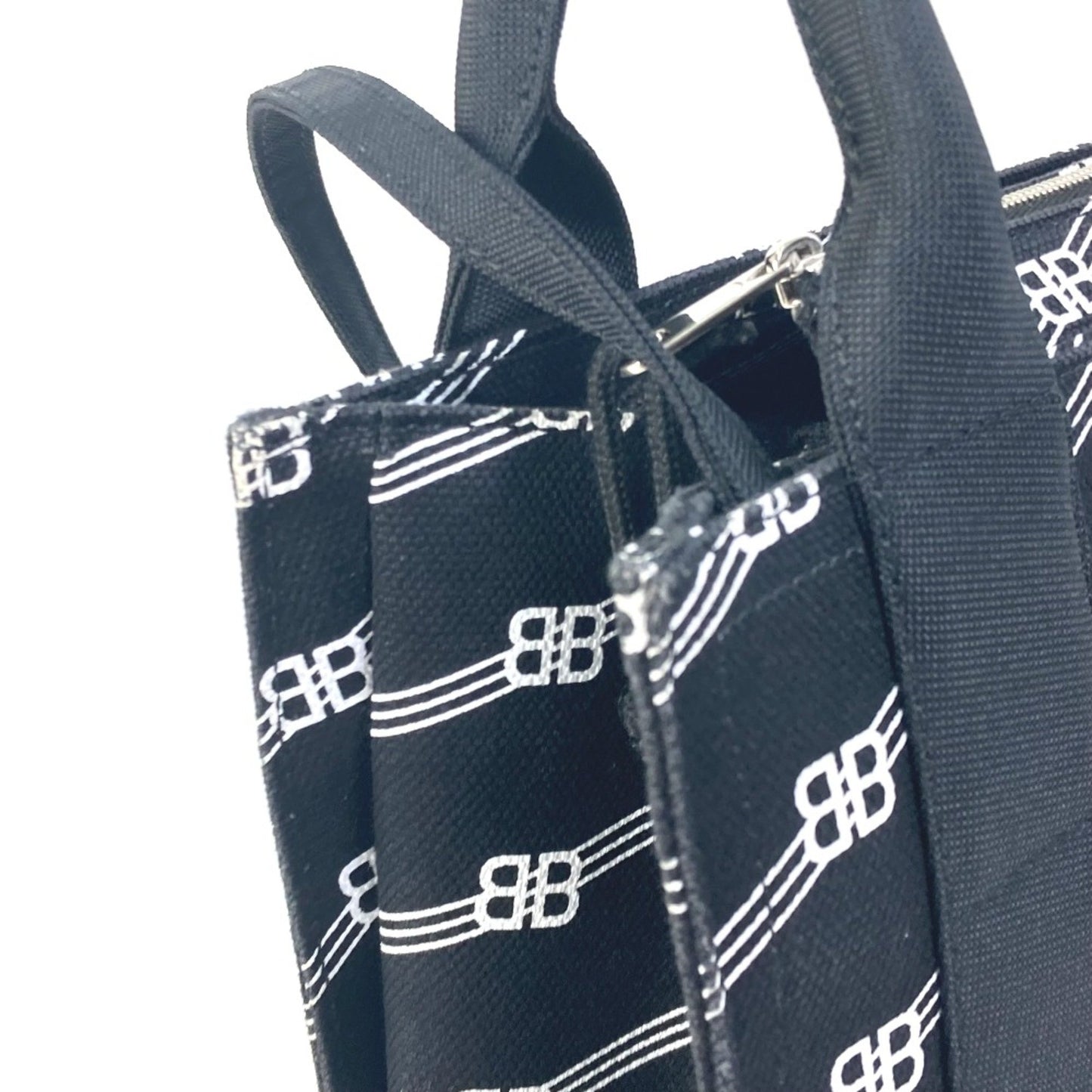 Balenciaga 620884 Bb Tote Bag Hand Bag Black White