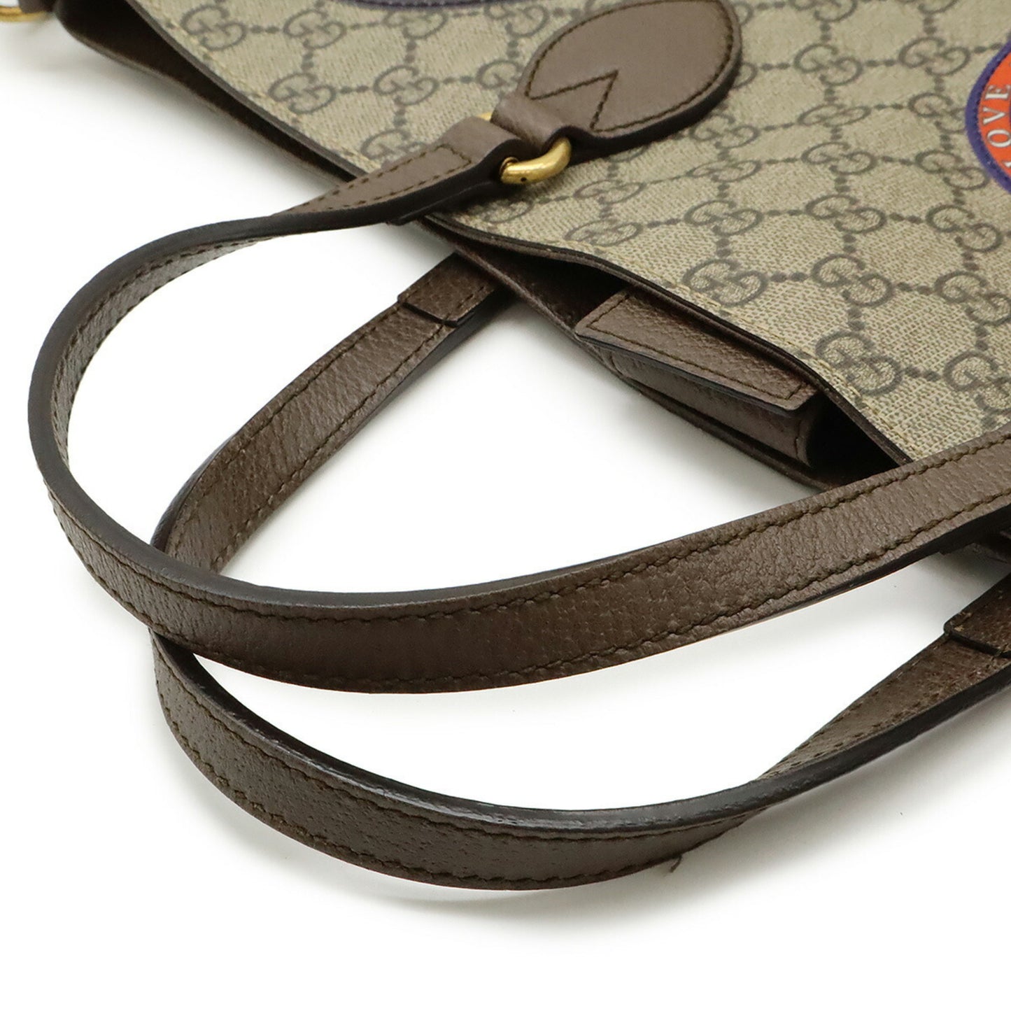 Gucci Soft Gg Supreme Courier Tote/Shoulder Bag In Leather With Appliqus Beige