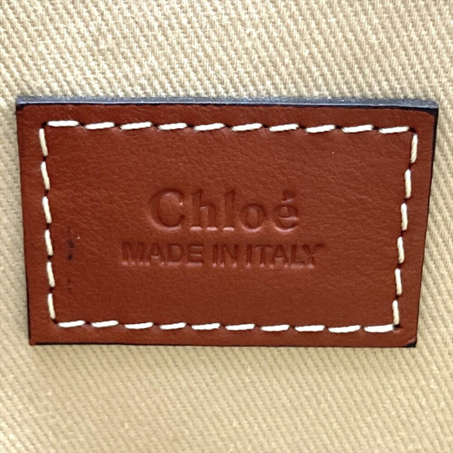 Chlo Chloe Woody Small Tote Bag Cotton Leather 04217565 Brown
