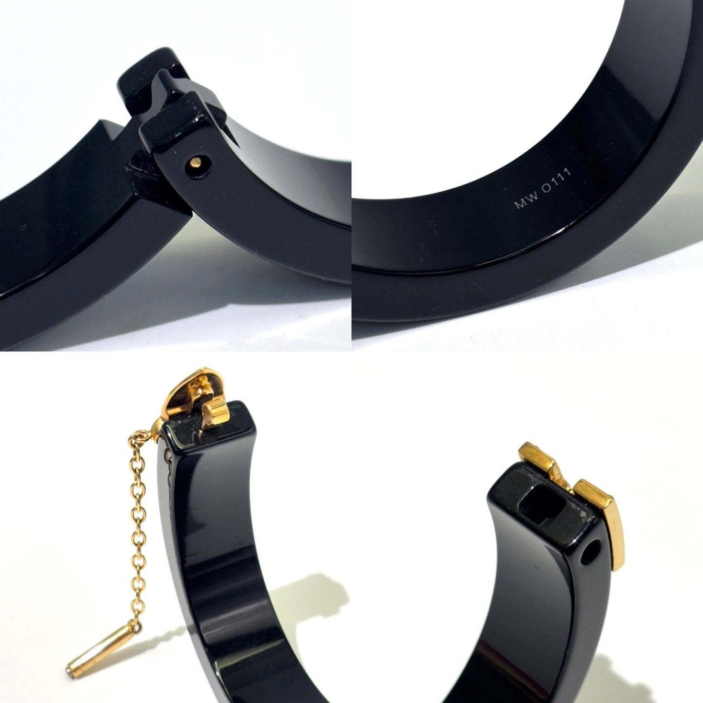 Louis Vuitton Lockme Bangle Bracelet Black Gold Plastic M66761 Louis Vuitton