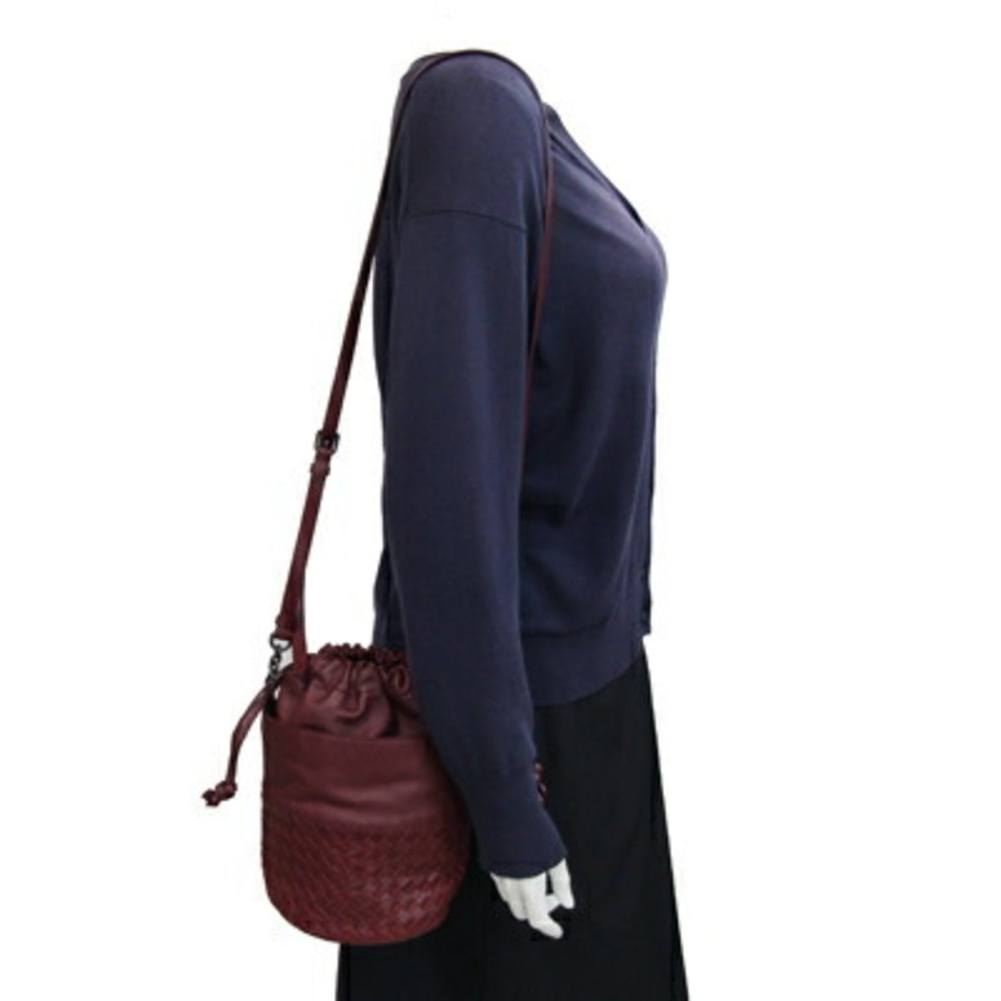 Bottega Veneta Intrecciato Bordeaux Leather Shoulder Bag