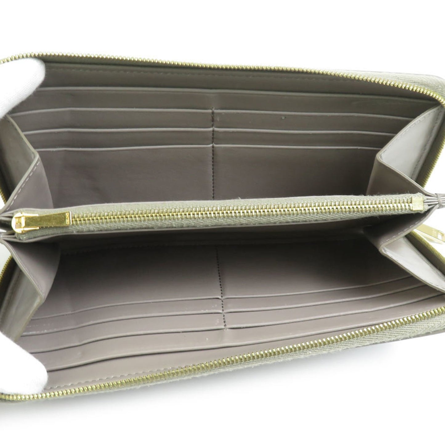 Celine Round Long Wallet Leather Greige