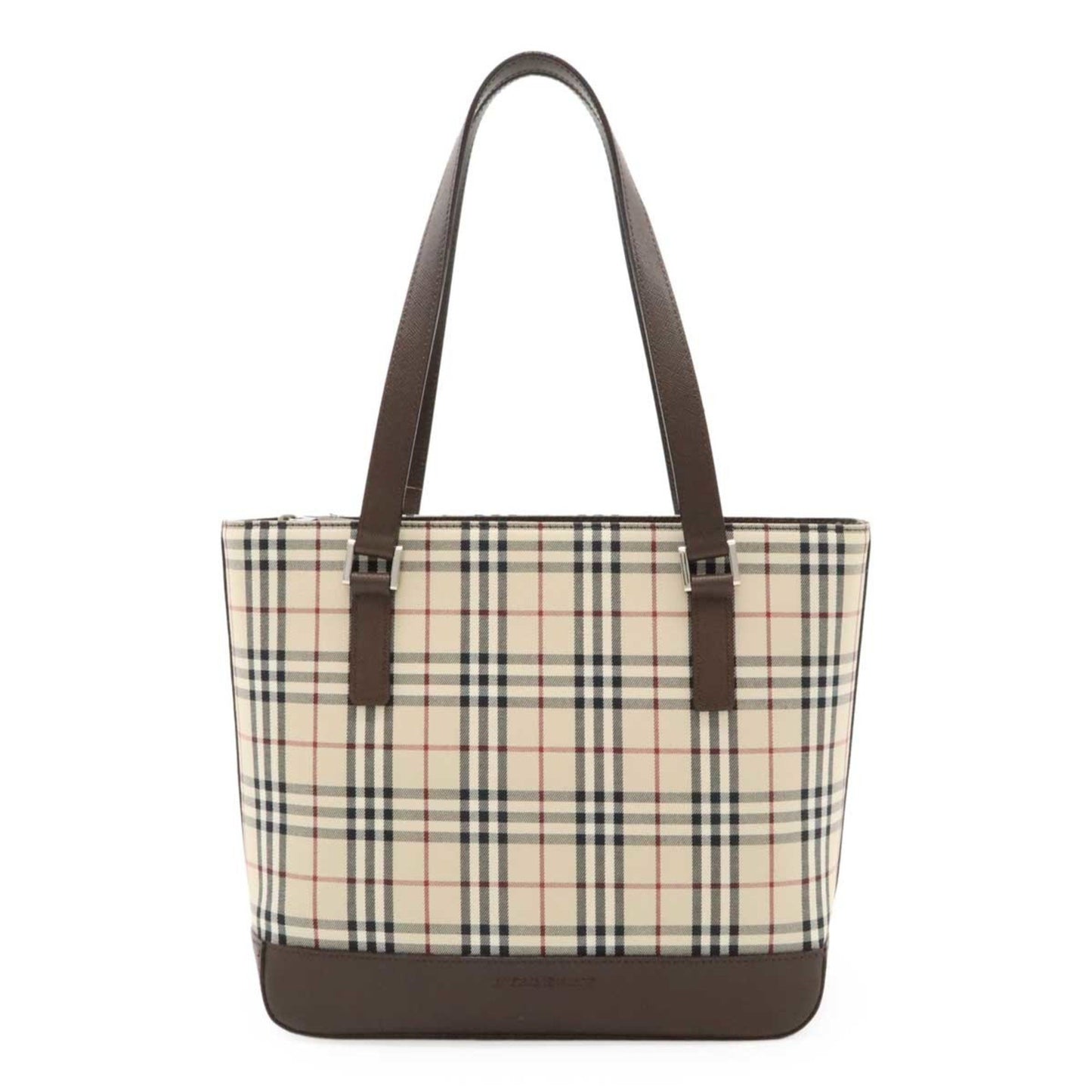 Burberry Nova Check Pattern Tote Bag Shoulder Canvas Leather Beige Black Bordeaux