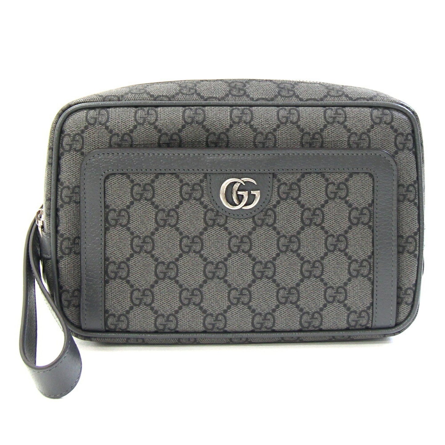 Gucci Clutch Bag Offdia Gg Pouch 760245 Gray Pvc Leather Second Supreme