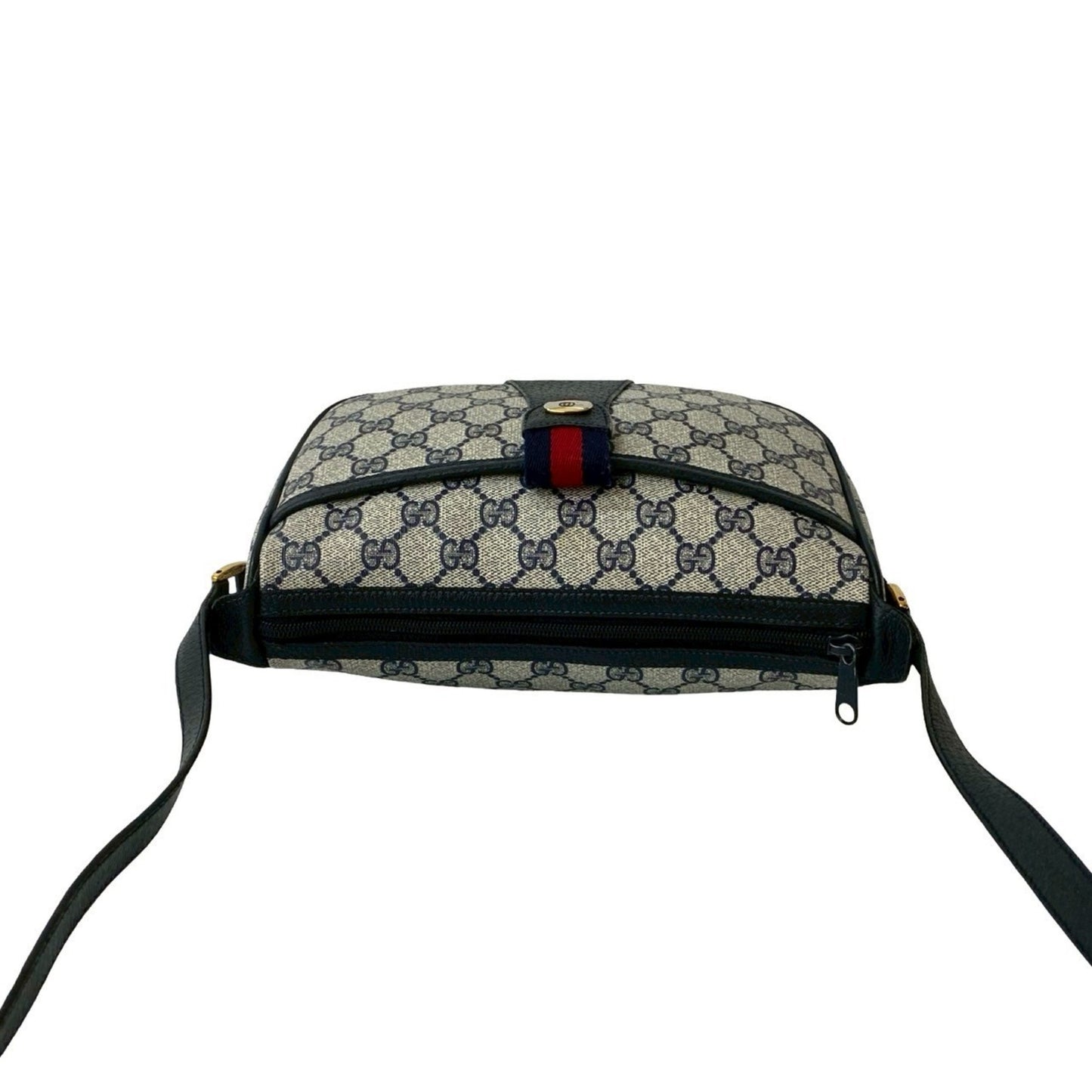 Gucci Old Gucci Sherry Line Gg Logo Hardware Leather Shoulder Bag Pochette Navy Blue 35467