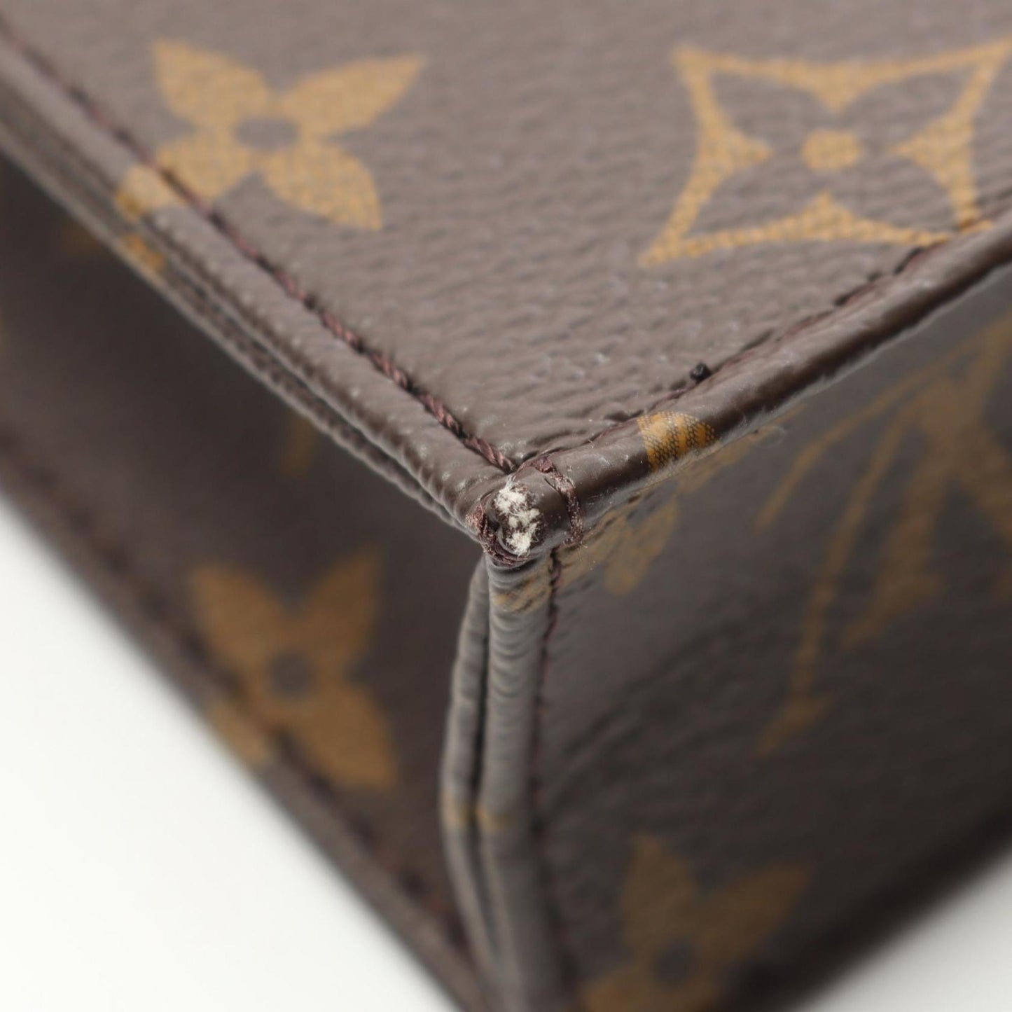 Louis Vuitton Petite Sac Plat Handbag Coated Canvas Leather Monogram