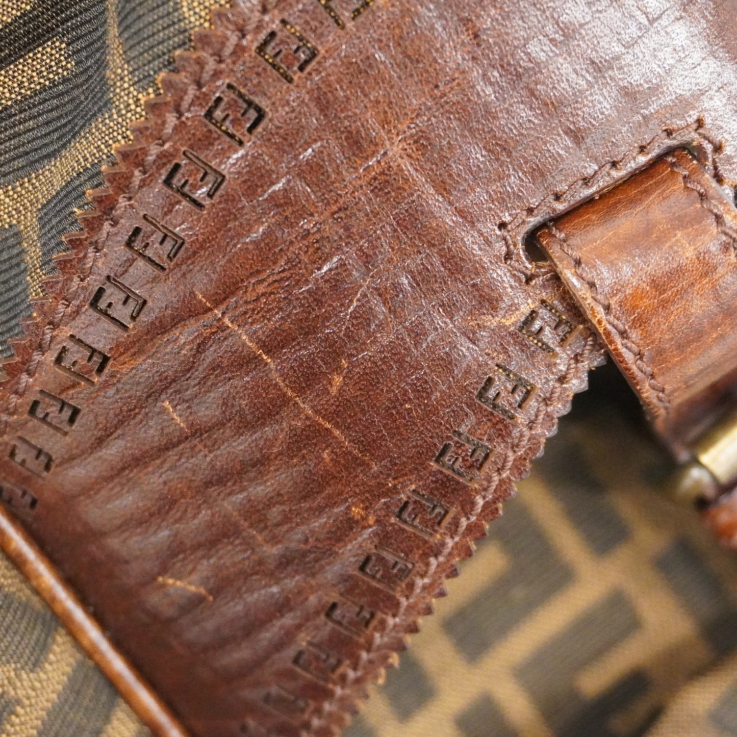 Fendi Zucca Nylon Canvas Handbag In Brown
