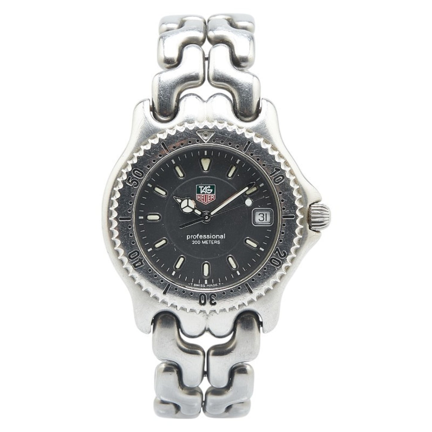 Tag Heuer Cell Professional 20 Watch Wg1113-0 Quartz Black Dial Stainless Steel