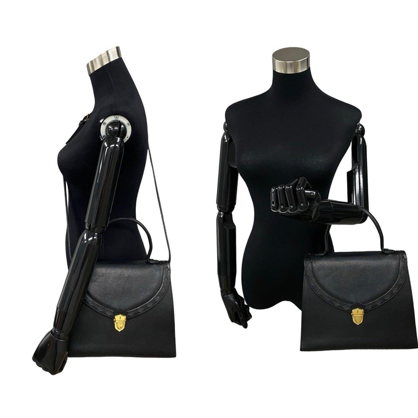 Yves Saint Laurent Logo Hardware Leather 2-Way Shoulder Bag/Handbag Black 31064