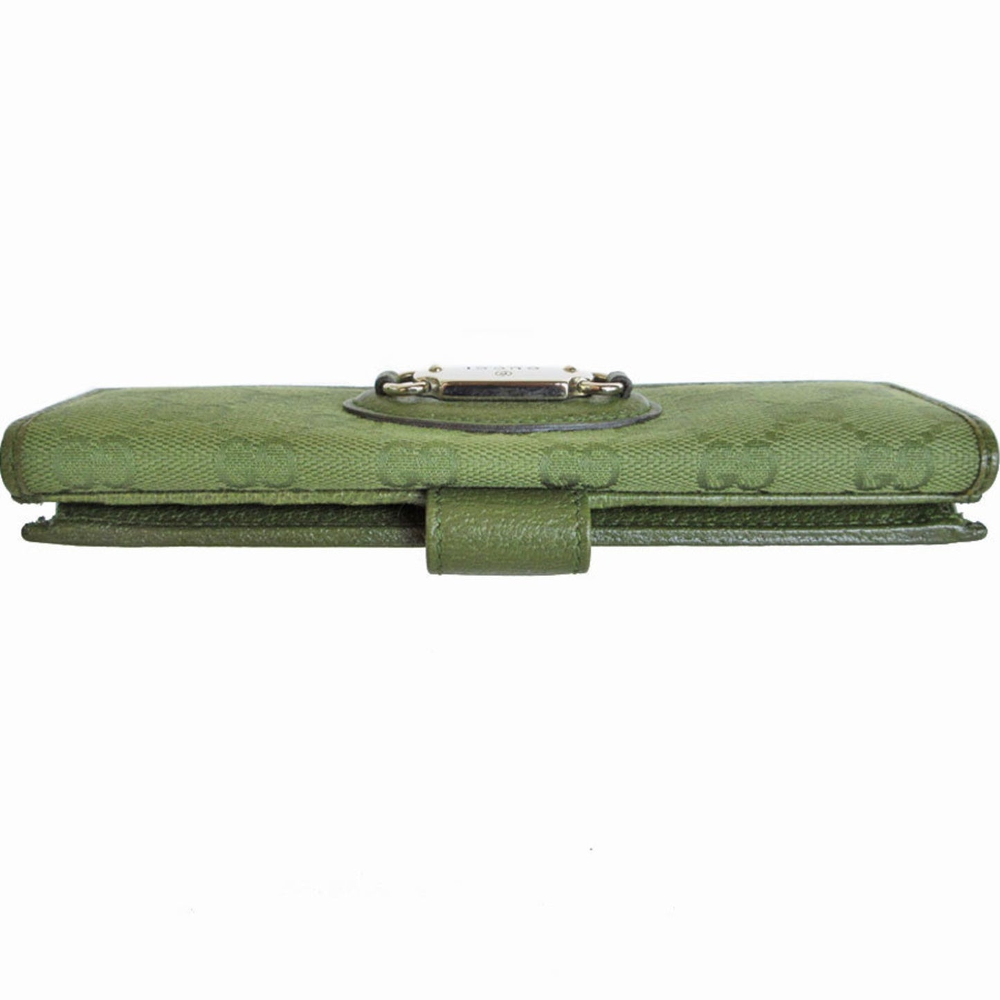 Gucci Bi-Fold Long Wallet Gg Canvas Khaki Green Silver
