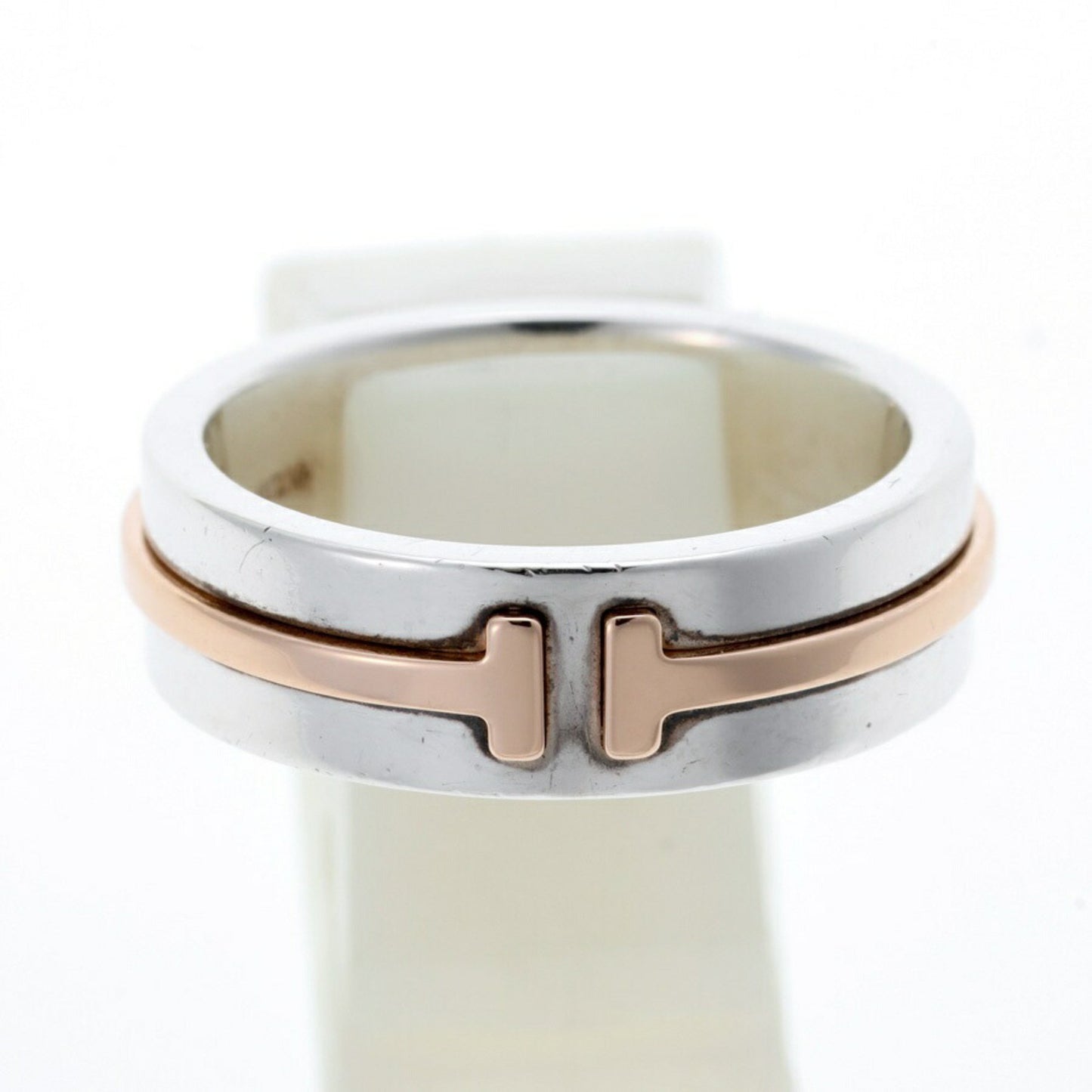 Tiffany Tiffany&Co. T Two Narrow Ring 925 K18Pg Silver Pink Gold # 11 S-158259