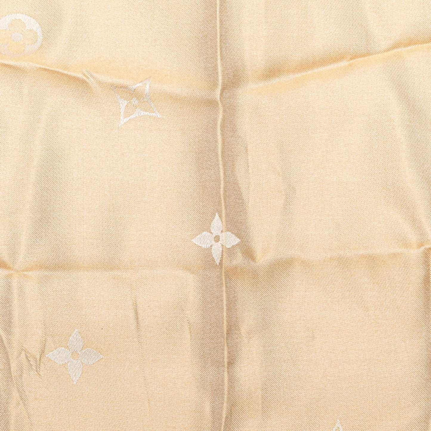 Louis Vuitton Monogram Scarf Muffler Beige Silk