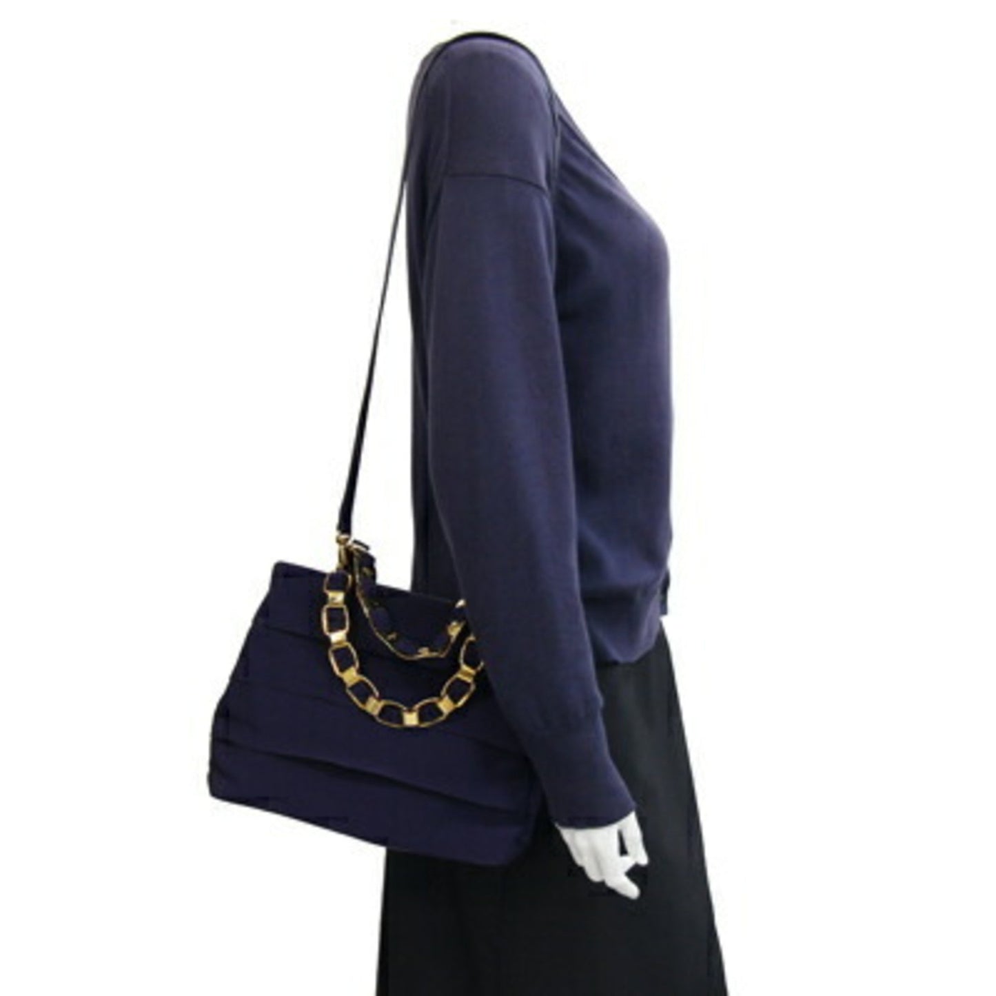 Salvatore Ferragamo Vara 21 5251 Handbag In Navy Blue Canvas