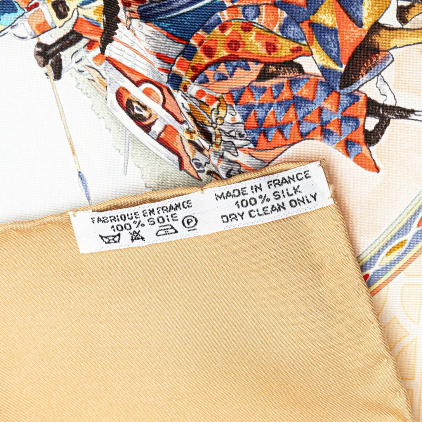 Hermes Carre 90 Cavaliers Peuls Pool Tribe Riders Scarf Muffler Brown Multicolor Silk