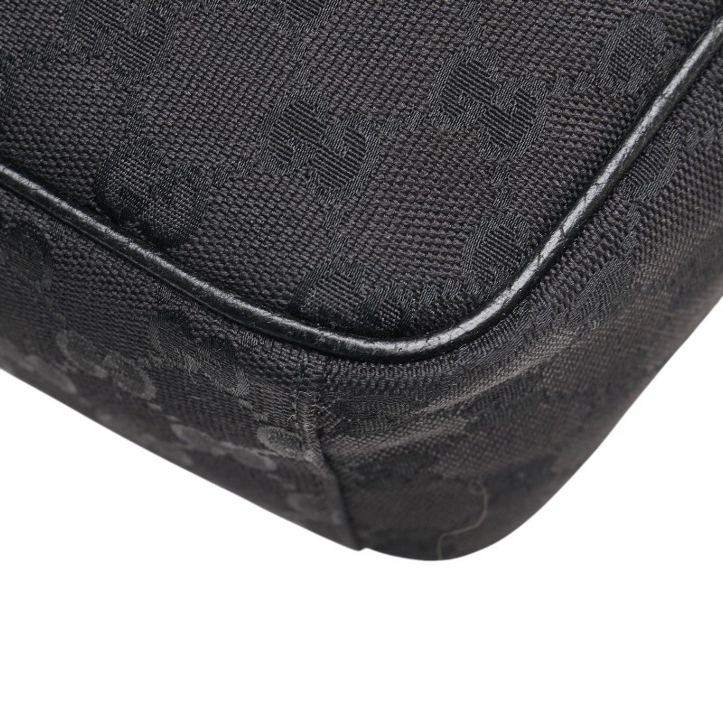 Gucci Gg Canvas Shoulder Bag 122759 Black Leather