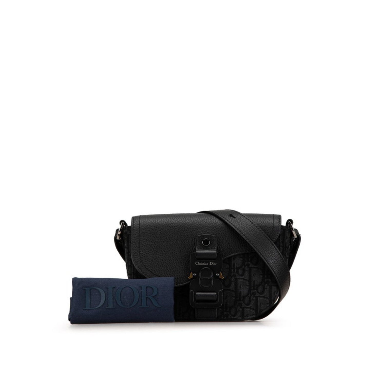 Christian Dior Dior Trotter Saddle Shoulder Bag 2Adc35Yks Black Canvas Leather