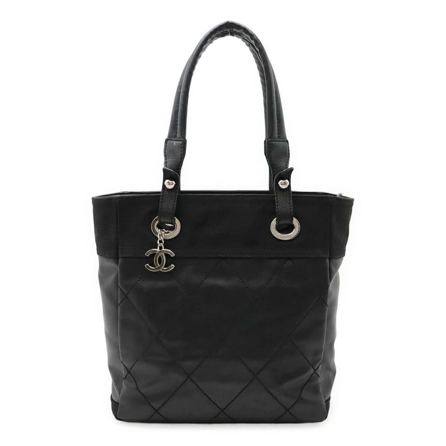 Chanel Paris-Biarritz Tote Pm Shoulder Bag In Satin-Like Coated Canvas