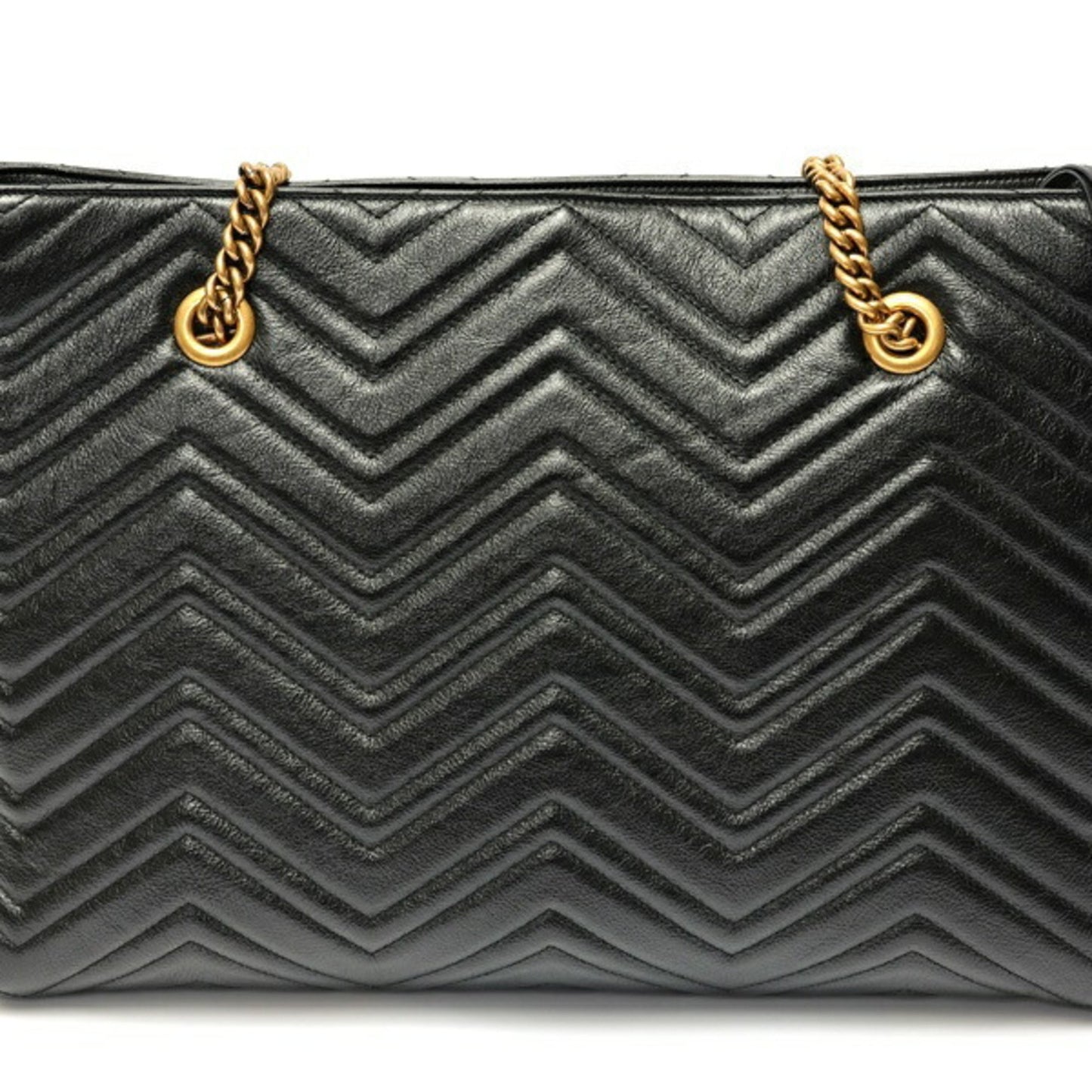 Gucci Gg Marmont Chain Tote Bag 524578 Leather Black E-158644