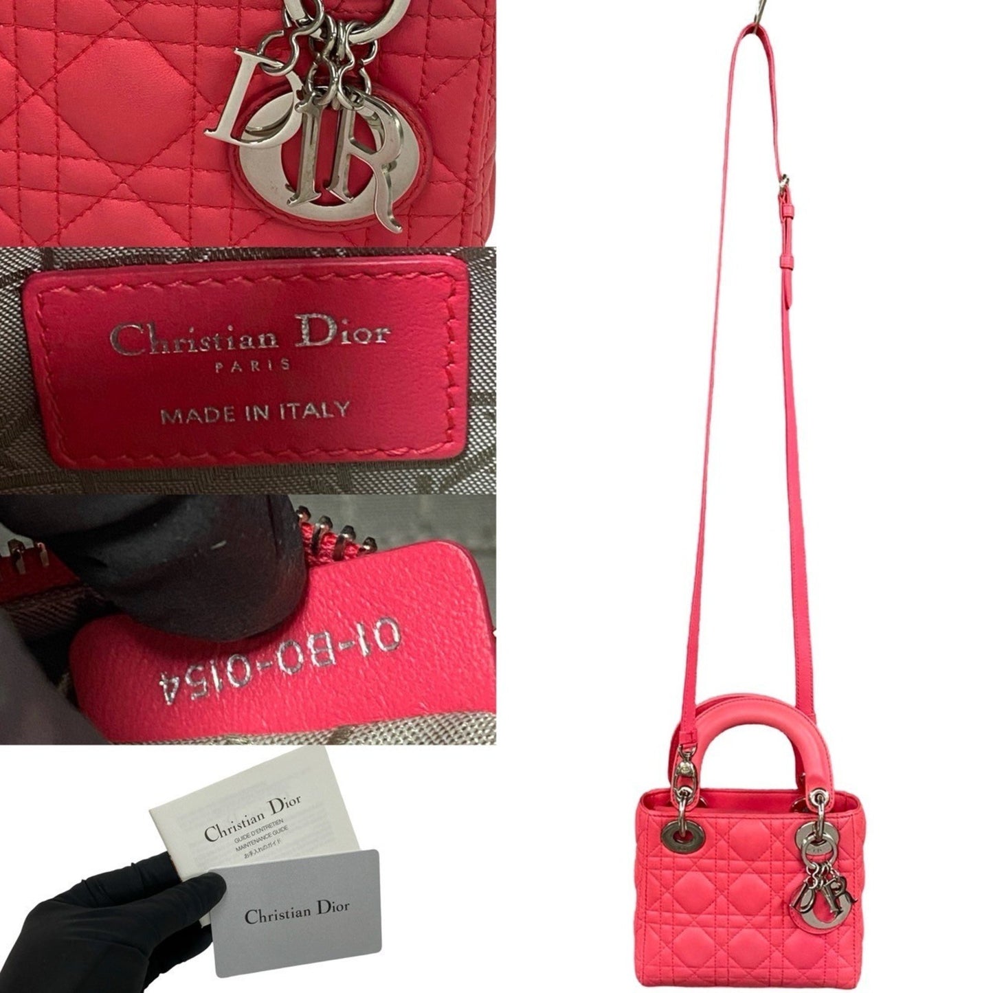 Christian Dior Lady Cannage Stitch Leather 2-Way Handbag/Shoulder Bag