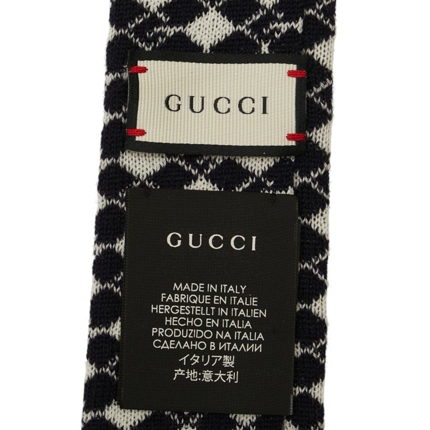 Gucci G Mark Knit Tie Navy White Wool