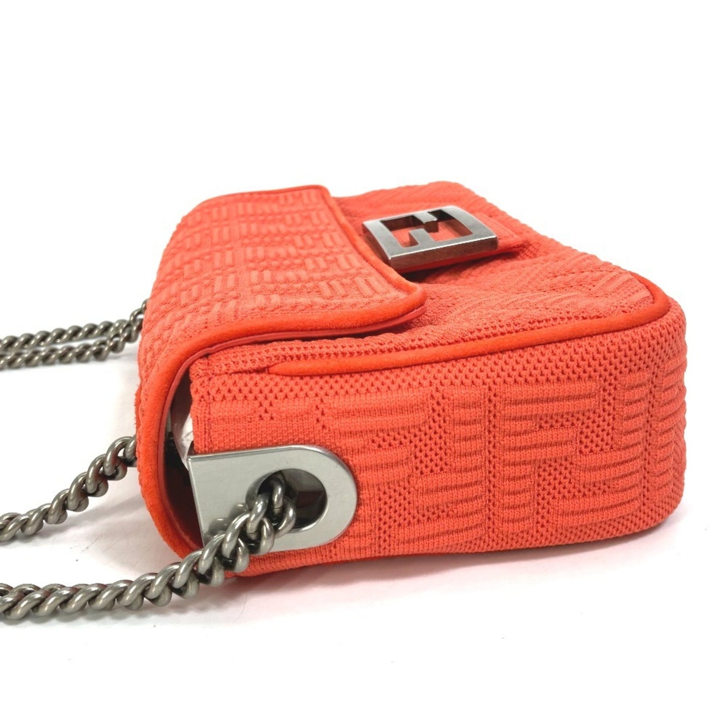 Fendi 8Br793 Baguette Chain Midi Double Shoulder Bag In Canvas/Leather