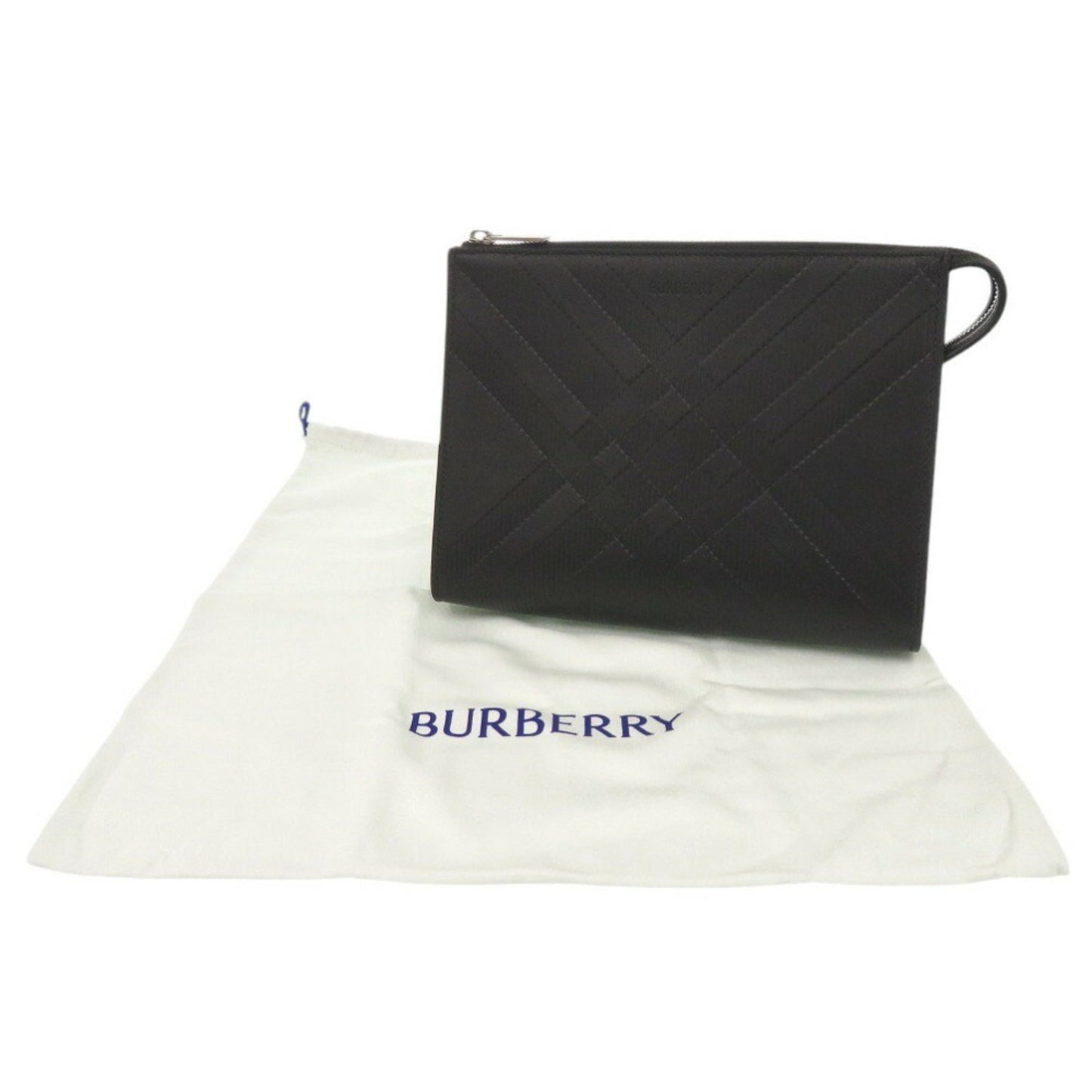 Unused Burberry Leather Black Pouch Clutch Bag 1093Burberry