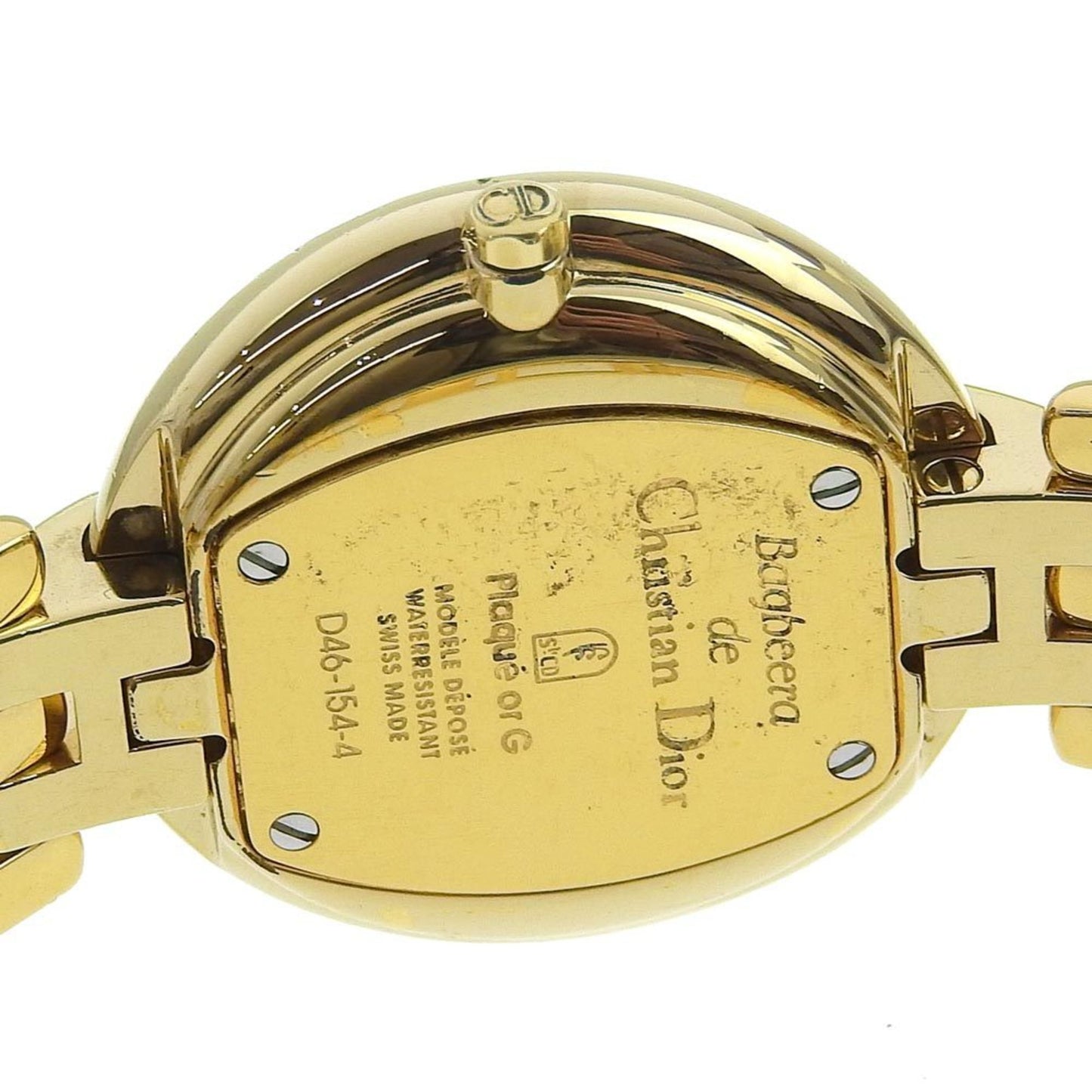 Christian Dior Bakira Watch D46-154-4 Gold Plated Quartz Analog Display Black Dial