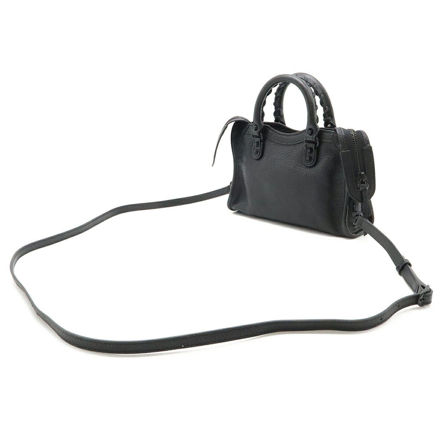 Balenciaga Classic Nano City Handbag/Shoulder Bag In Black Leather