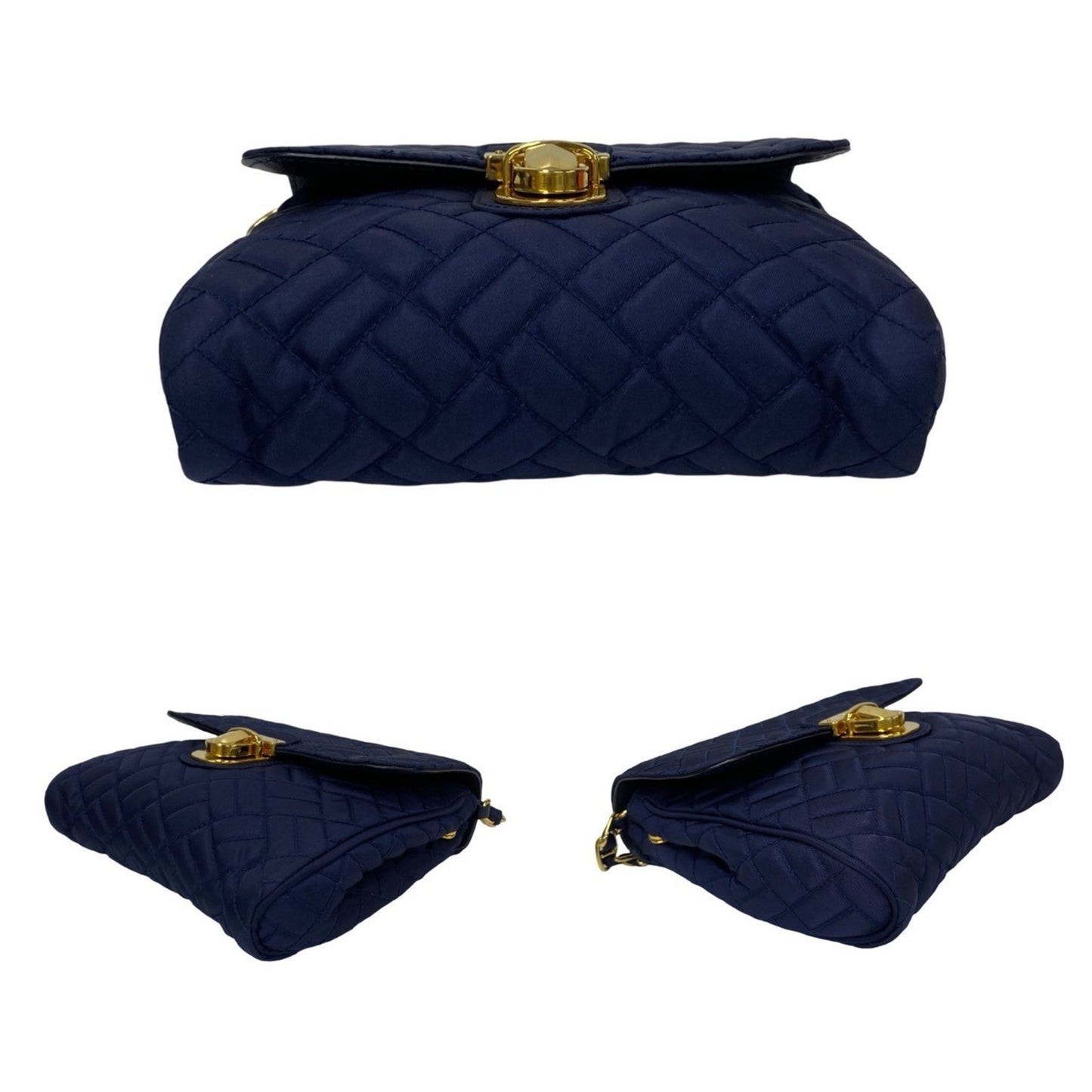 Prada Prada Logo Hardware Quilted Nylon And Saffiano Leather Chain Shoulder Bag