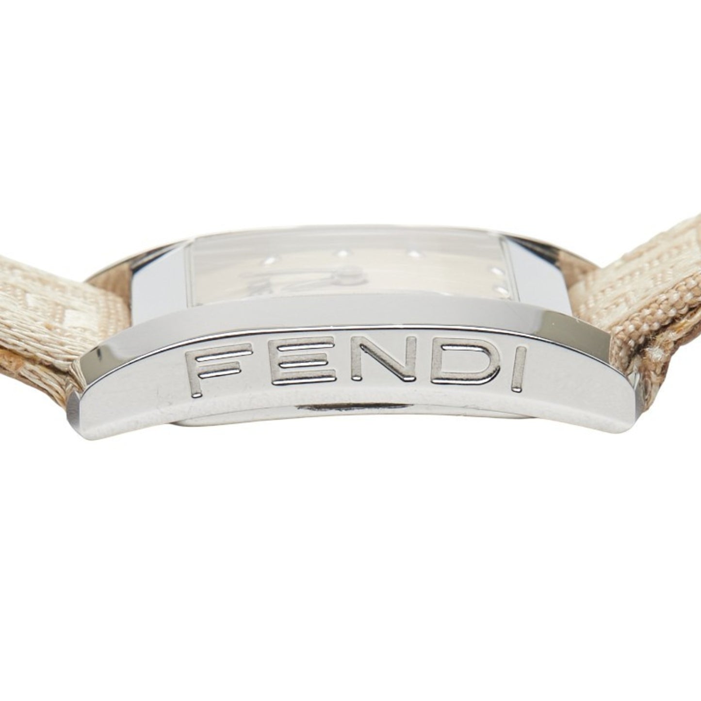 Fendi Horologi Classico Watch 7000L Quartz Movement Beige Dial Stainless Steel Leather