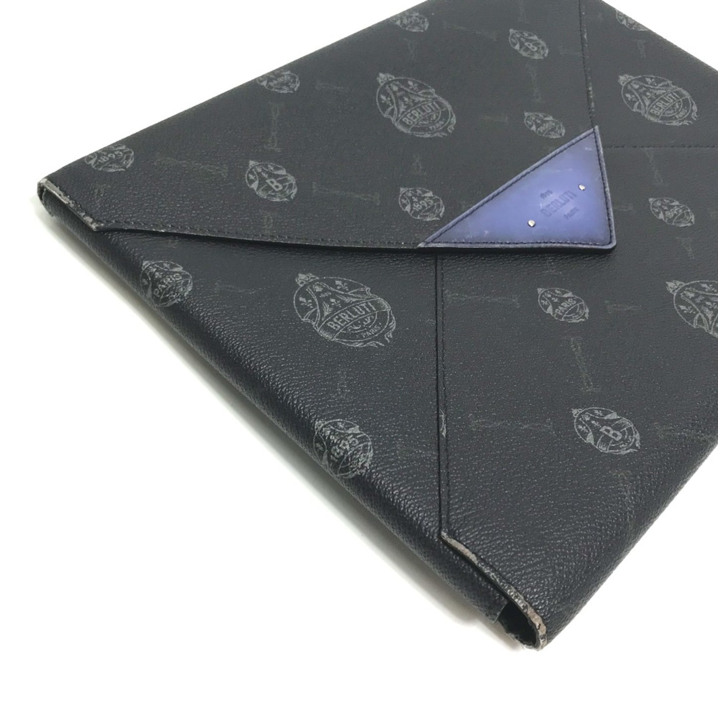 Berlutti Pouch Letter Case Bag Clutch Bag Black Blue