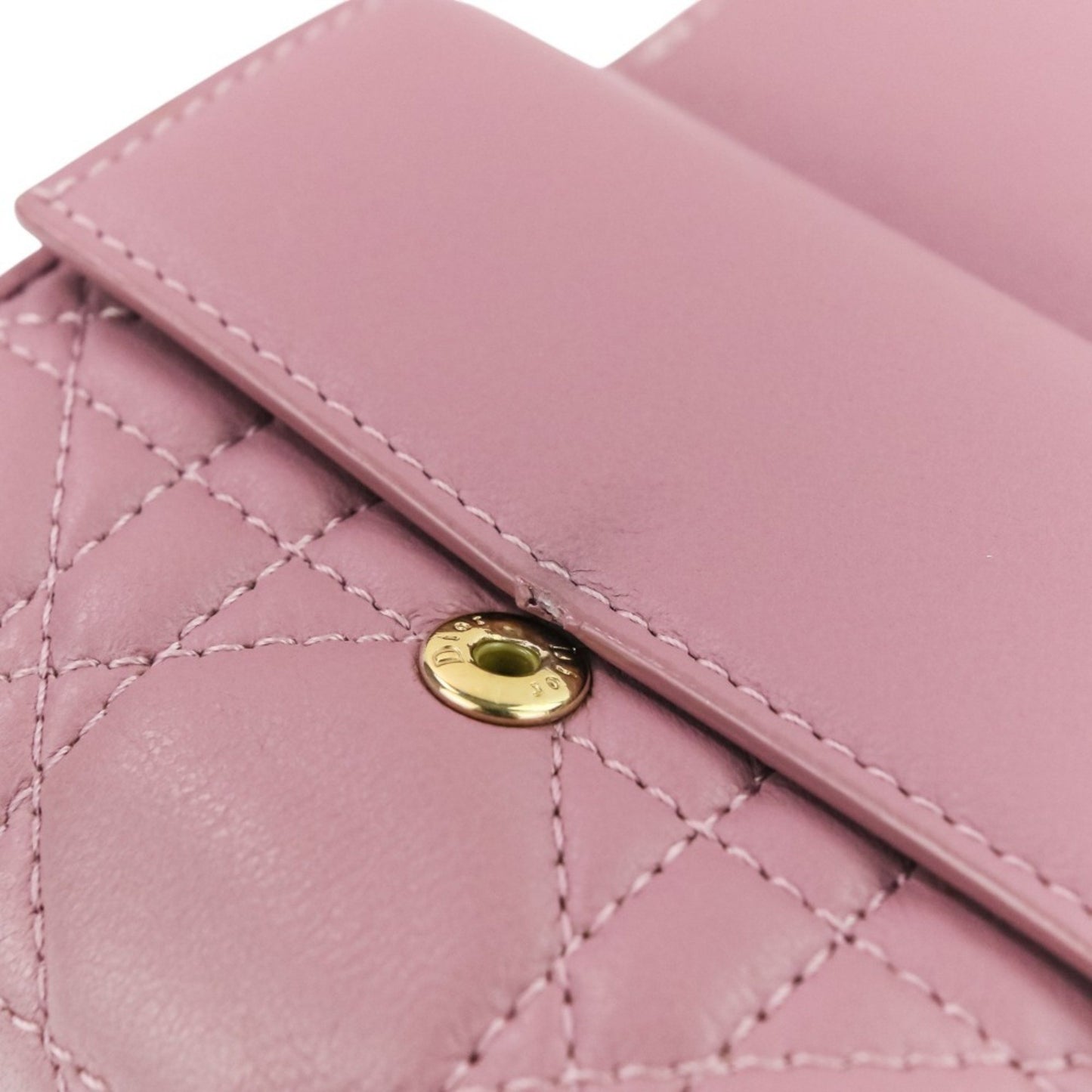 Christian Dior Lady Cannage Lotus Wallet Tri-Fold In Lavender